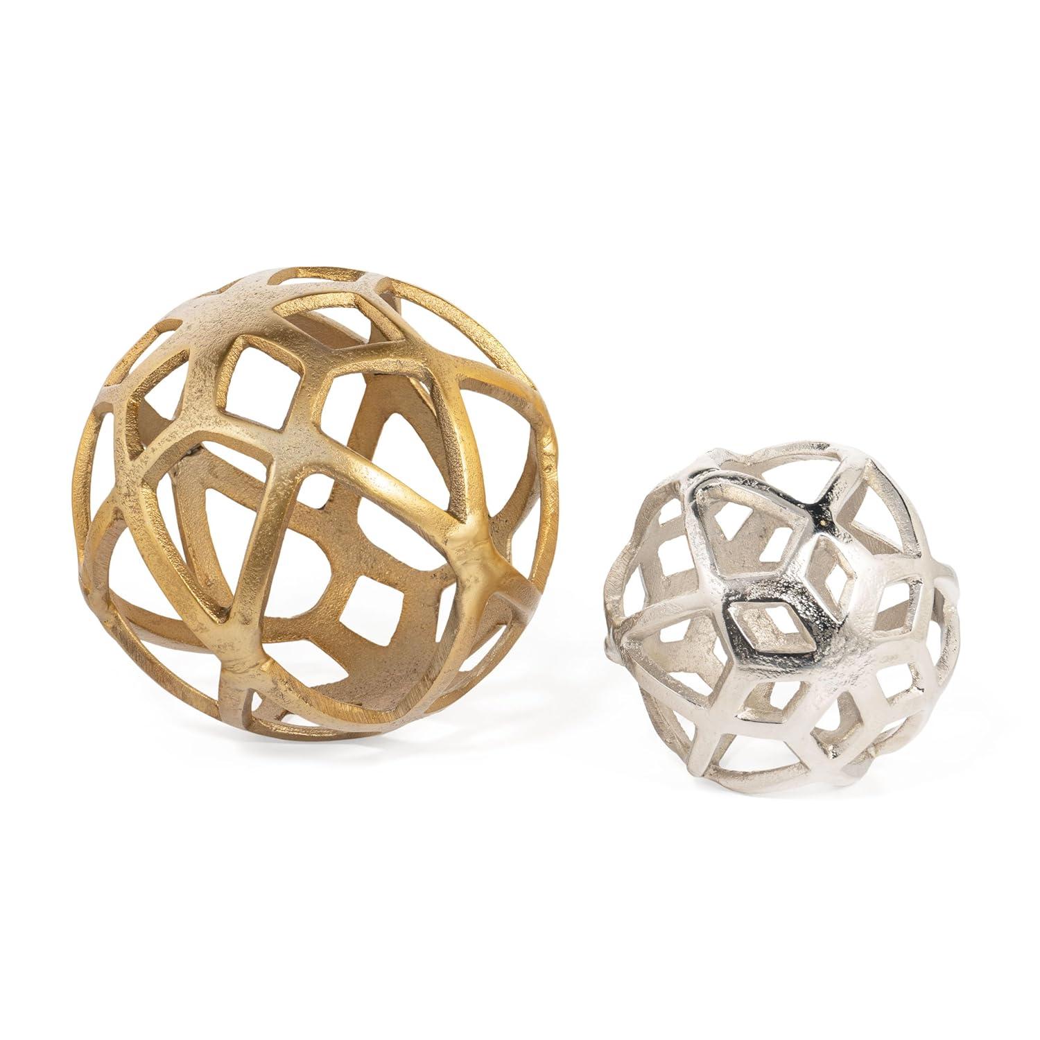 Vyan 7" Gold Cast Aluminum Decorative Orb Sculpture