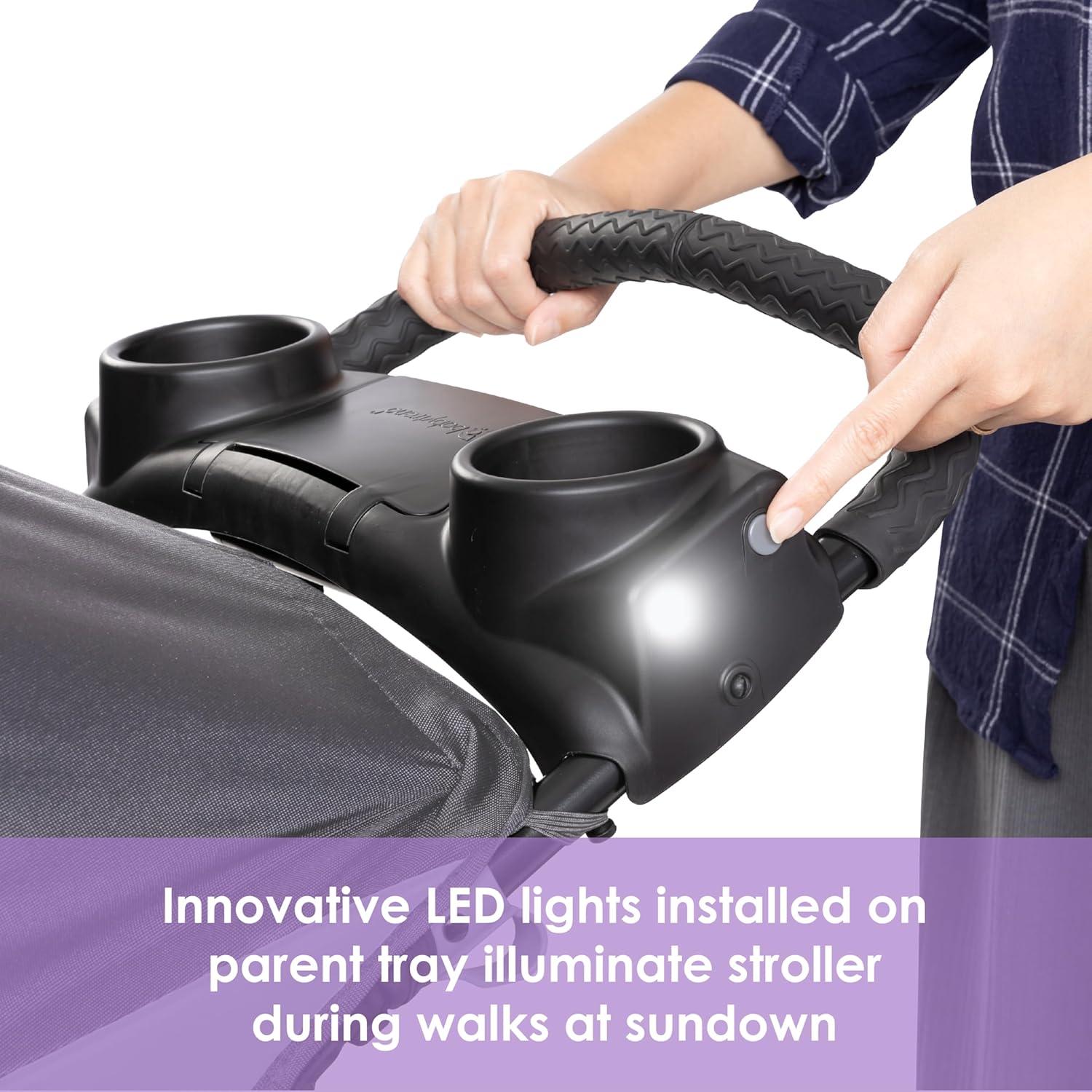Baby Trend Expedition Zero Flat Stroller Jogger with LED Safety Lights - Dash Gray