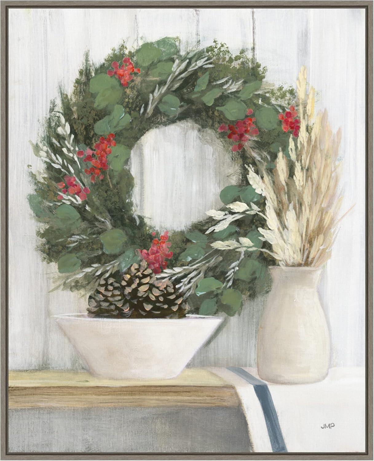 Amanti Art Natural Christmas I Blue by Julia Purinton Canvas Wall Art Print Framed 23-in. x 28-in.