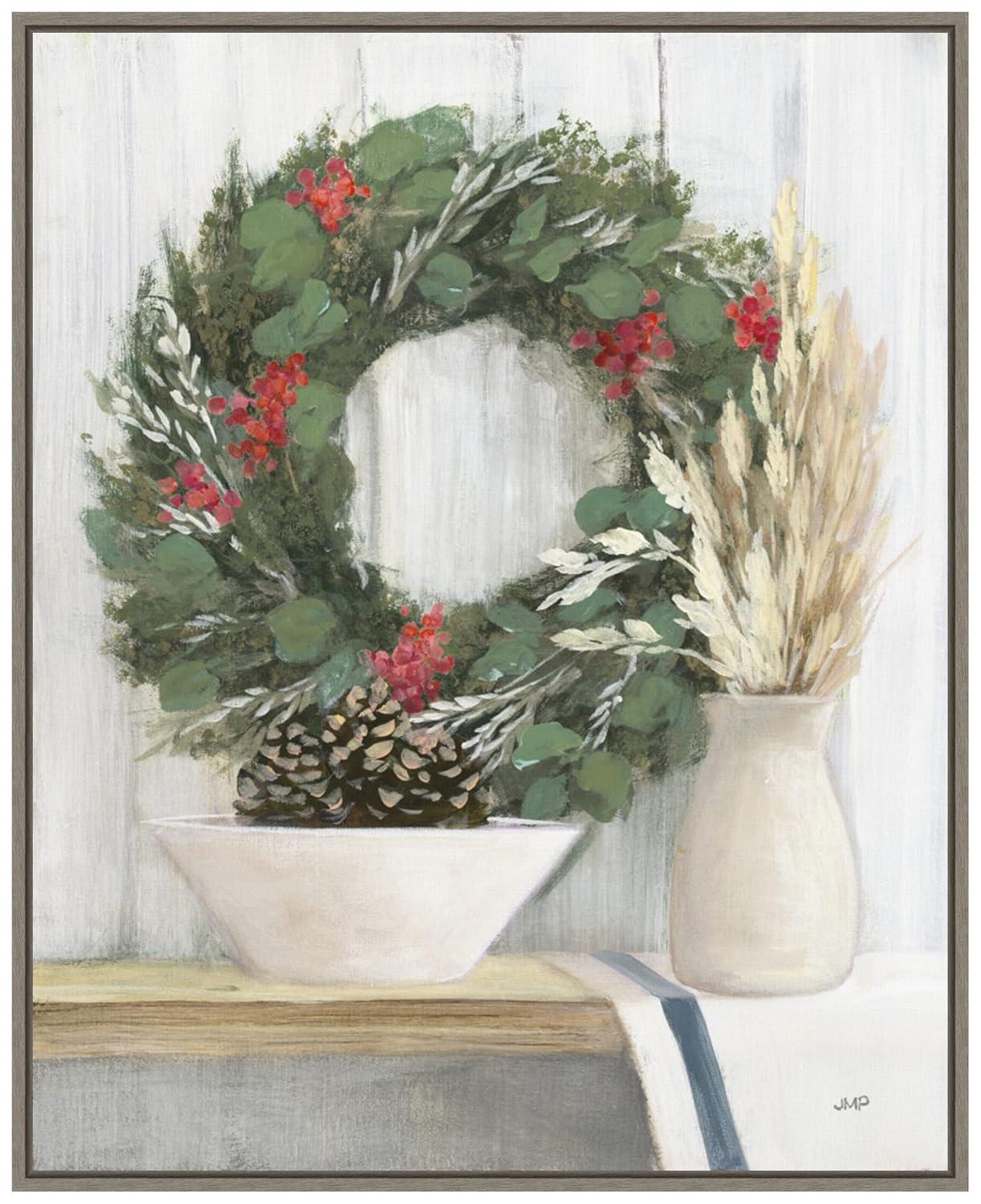Amanti Art Natural Christmas I Blue by Julia Purinton Canvas Wall Art Print Framed 23-in. x 28-in.