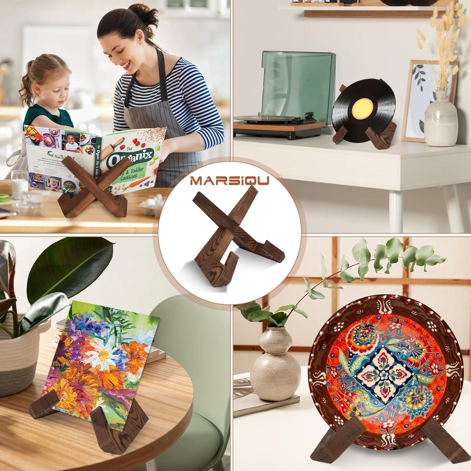 Rustic Brown Solid Wood Adjustable Cookbook Stand Holder