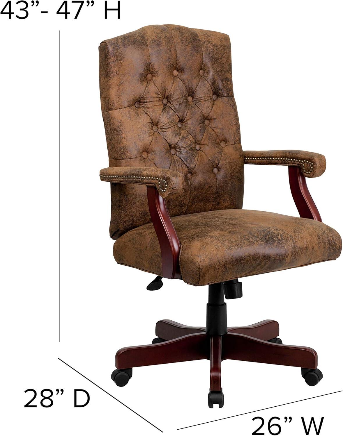 Flash Furniture Farmhouse High-Back Tufted Executive Swivel Office Chair with Arms