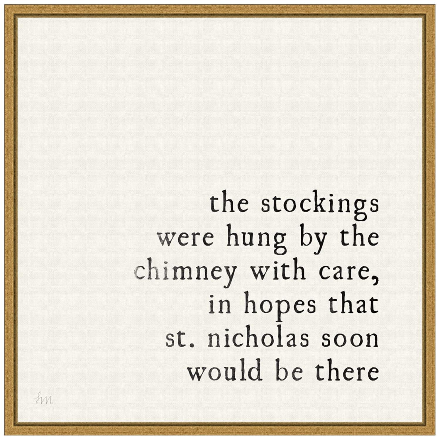 Amanti Art 16" x 16" Simple Christmas II Cream by Laura Marshall Framed Canvas Wall Art : Holiday Typography Decor, Seasonal Lithograph