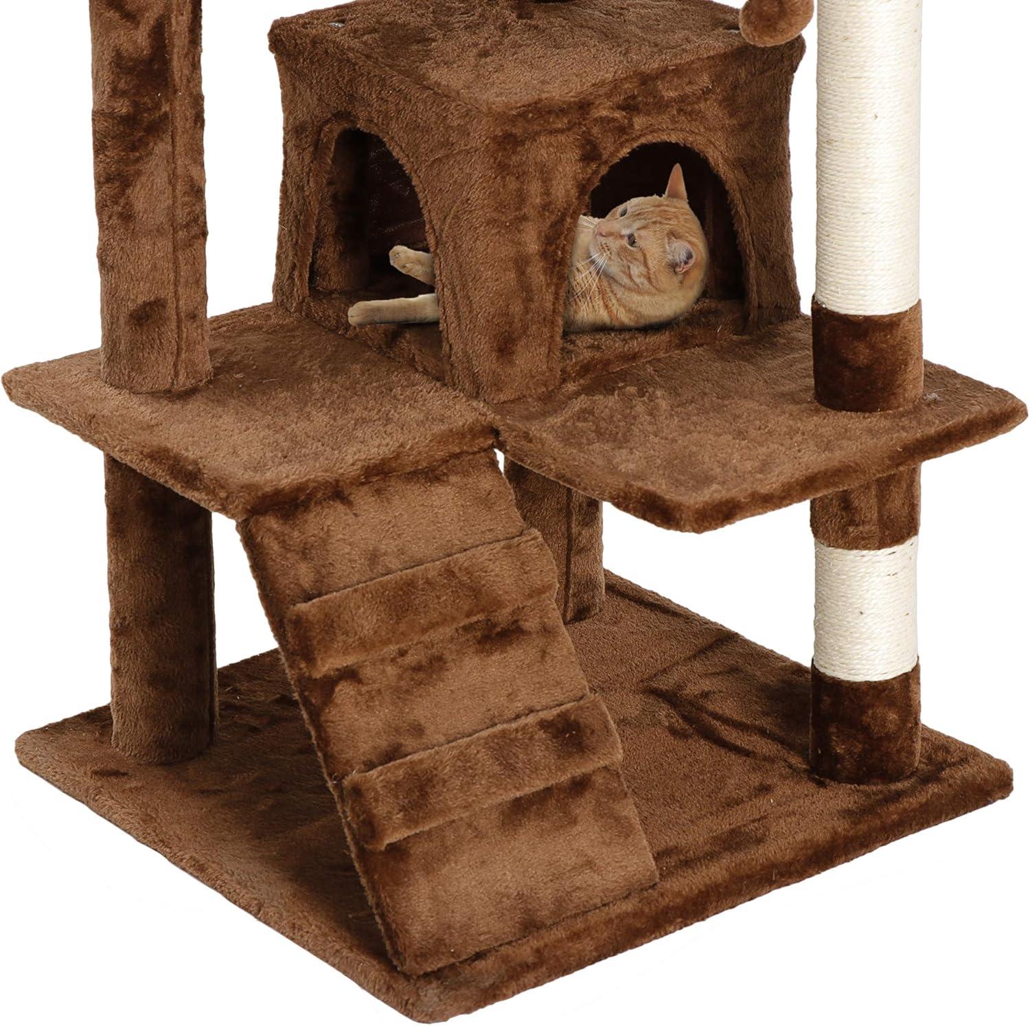 NintyFive 53 inches Heavy Duty Multi-Level Cat Tree Tower with Condo Furniture & Scratching Posts for Kittens Play Rest (Brown)
