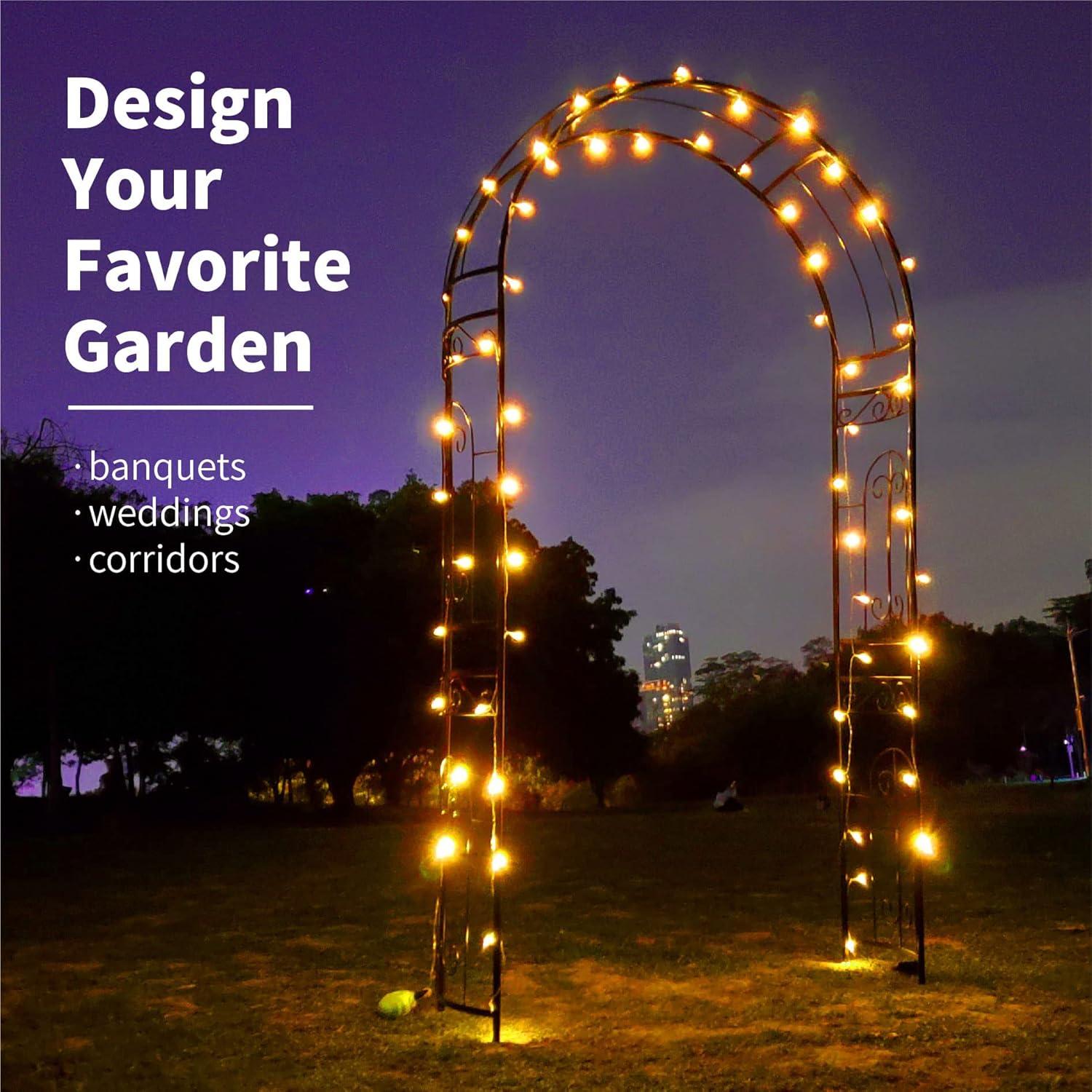 SCENDOR Black Metal Garden Arch Arbor Archway, Stereoscopic Graceful Curve Design perfect for Climbing Plants Outdoor and Wedding Ceremony, 18.1 lb