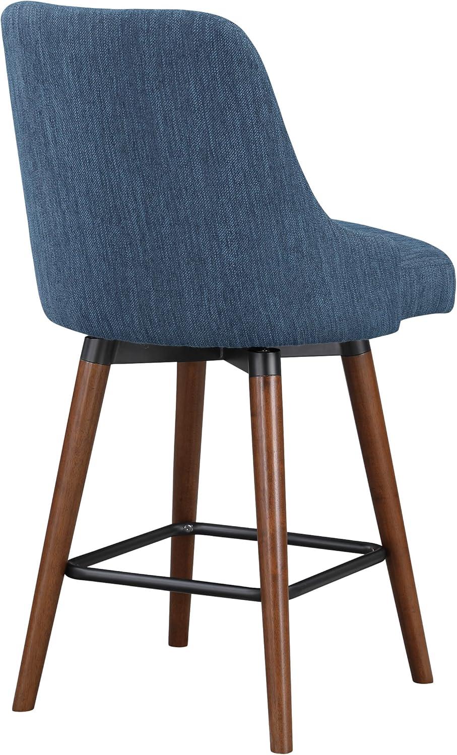 Bagford 26" Swivel Counter Stool with Medium Espresso Legs in Navy Fabric