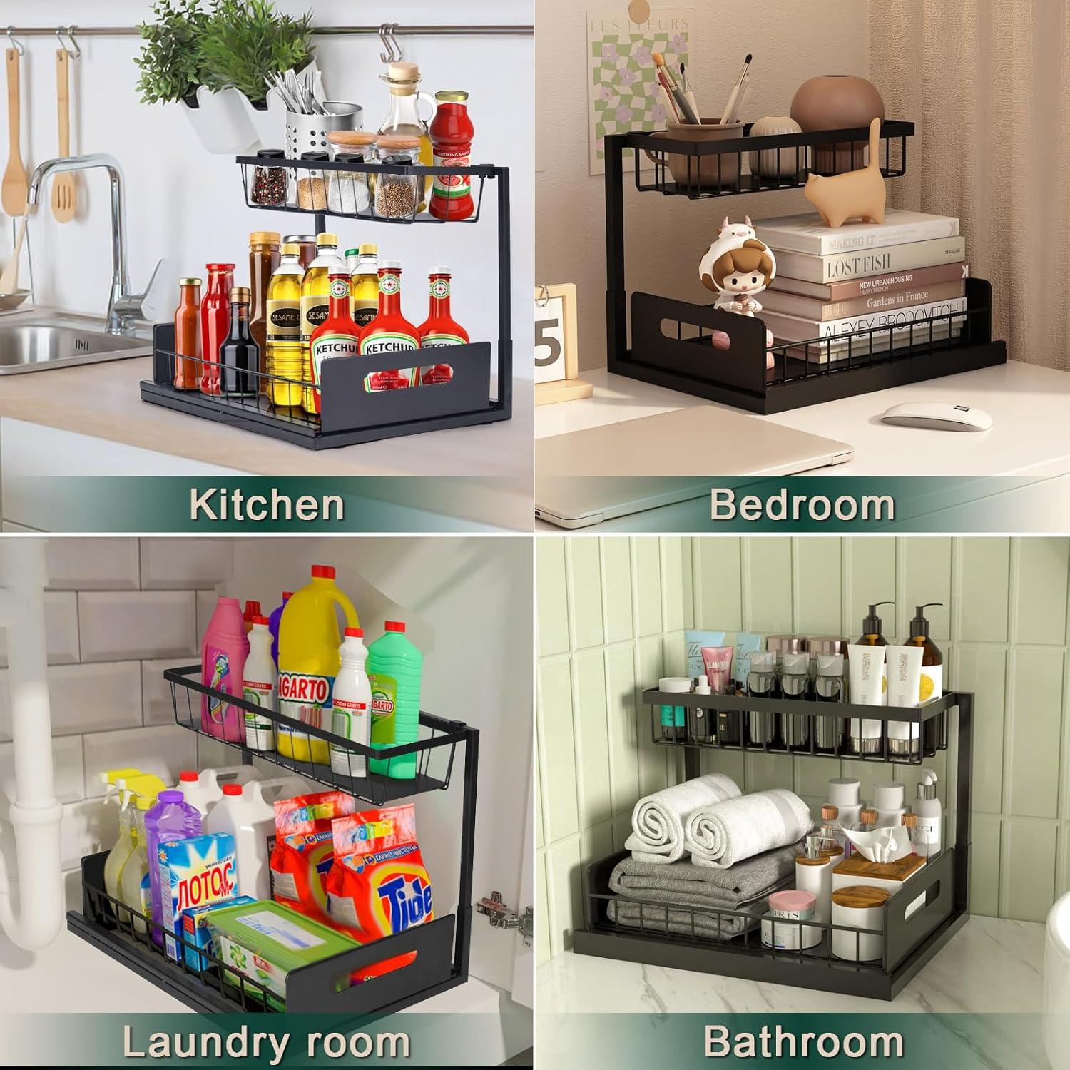 Storage Rack,L-shape Cabinet 2-tier Under 2-tier Cabinet Load Out Cabinet Narrow 2 L-shape Sink Kitchen Cabinet Under Sink Heavy Load And 2 Sink And Kitchen L Shape Purpose 2 Tier