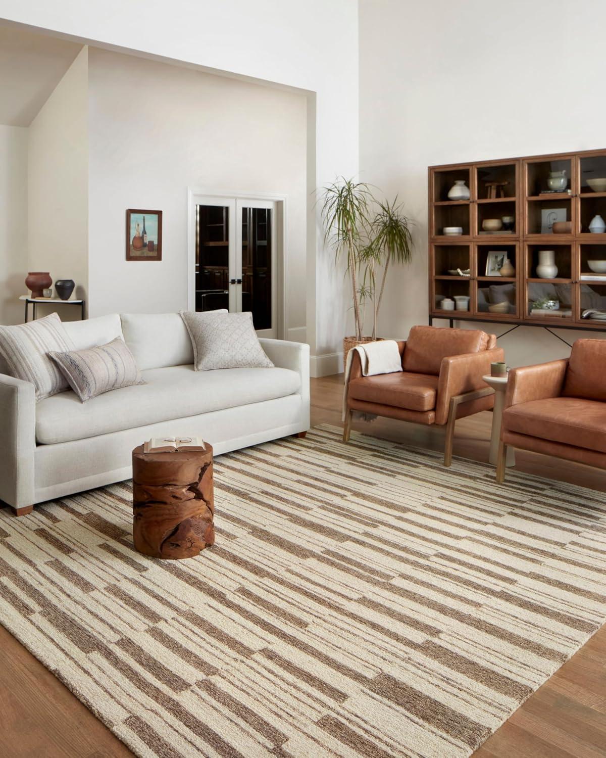 Chris Loves Julia x Loloi Chris Loves Julia x Loloi Polly Checkered Hand-tufted Beige/Tobacco Area Rug