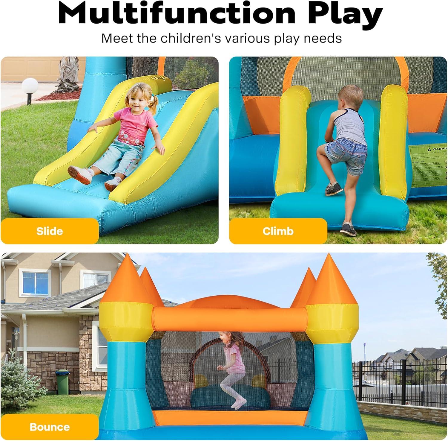 Vibrant Inflatable Bounce House with Slide and Blower