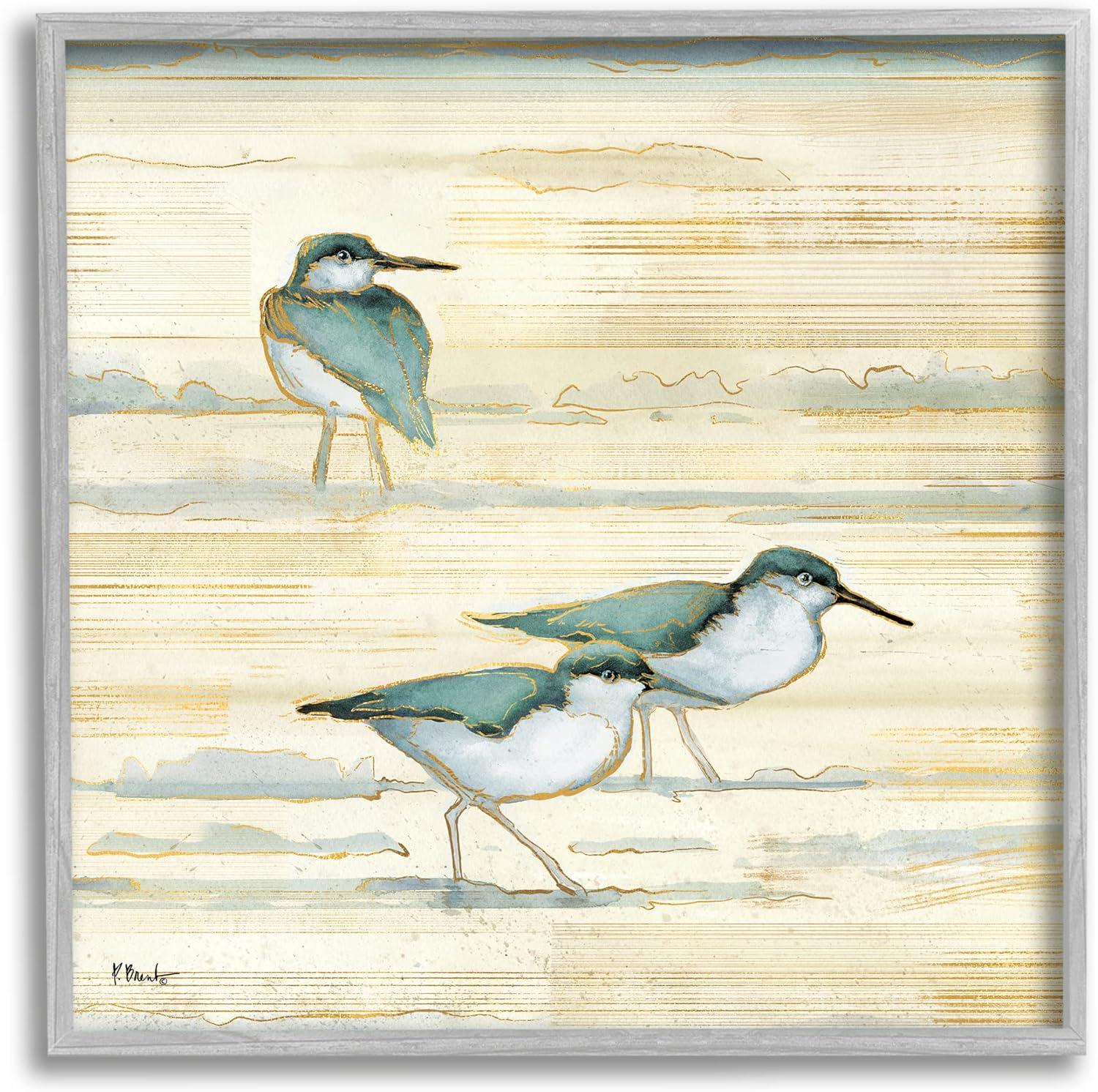Stupell Industries Oceanside Sandpipers Beach Birds, 17" x 17"
