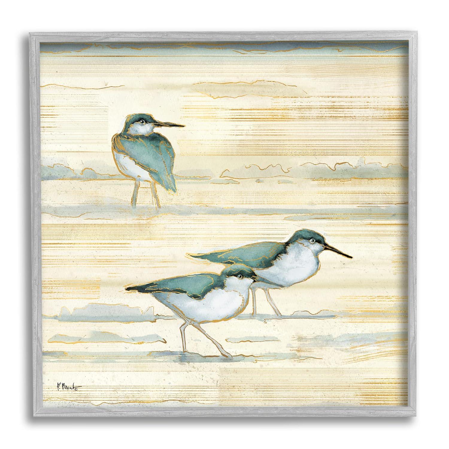 Stupell Industries Oceanside Sandpipers Beach Birds, 17" x 17"