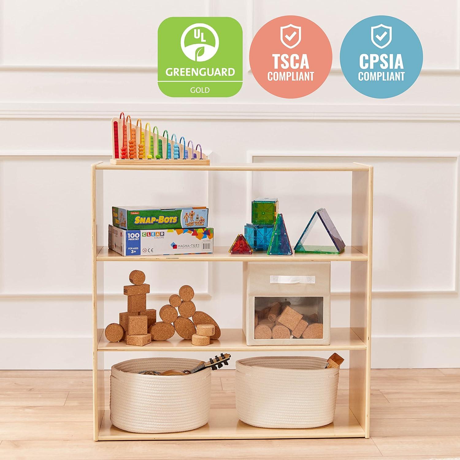 ECR4Kids Streamline 3-Shelf Storage Cabinet, 36in High, Double-Sided Display