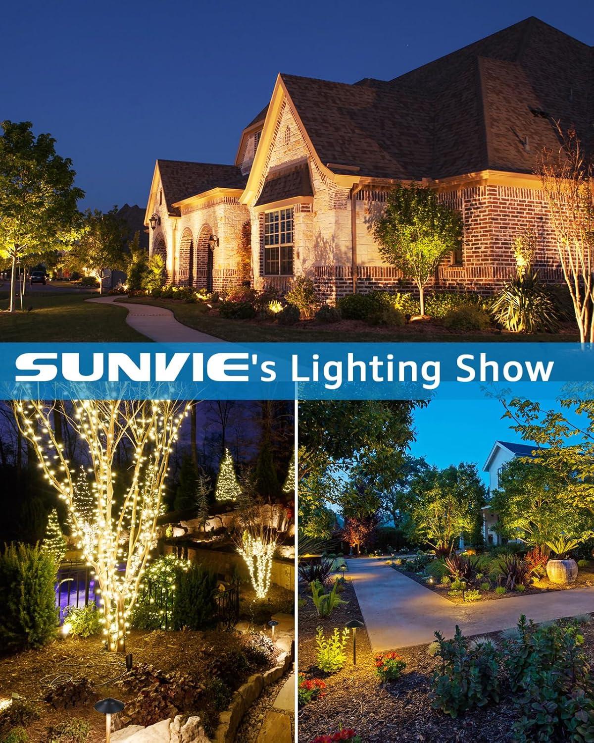 SUNVIE 60W Low Voltage Landscape Transformer with Timer and Photocell Sensor, 120V AC to 12V DC Landscape Lighting Transformer Weatherproof Low Voltage Transformer for Landscape Lights Pathway Lights