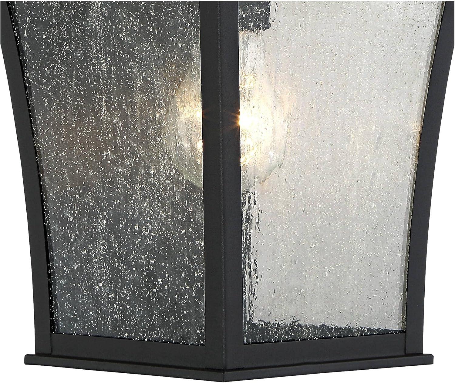 John Timberland Mosconi Rustic Outdoor Wall Lights Fixture Set of 2 Textured Black 15" Clear Seedy Glass for Post Exterior Barn Deck House Porch Yard