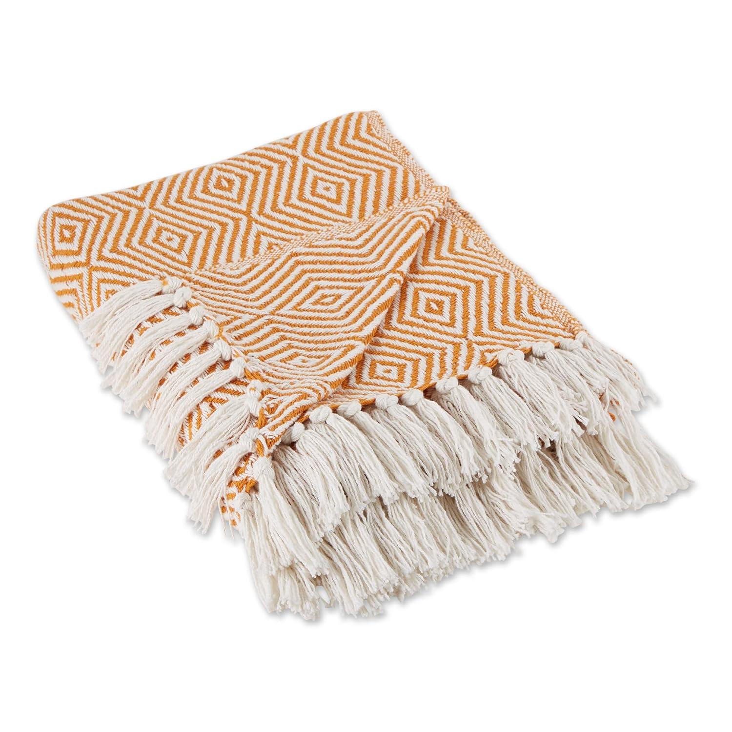 DII Diamond Throw Collection Woven Cotton, 50x60, Pumpkin Spice