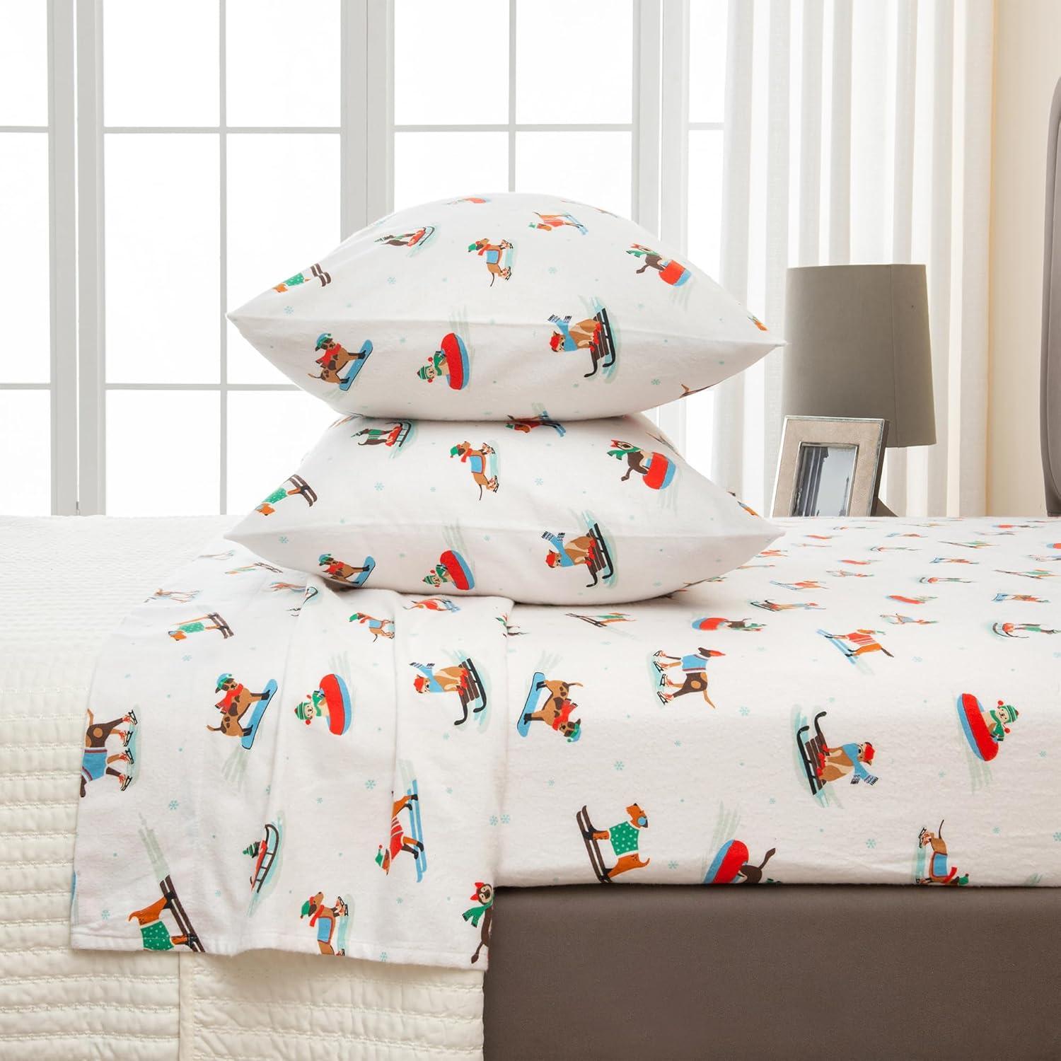 100% Cotton Holiday Flannel Sheet Set - Great Bay Home