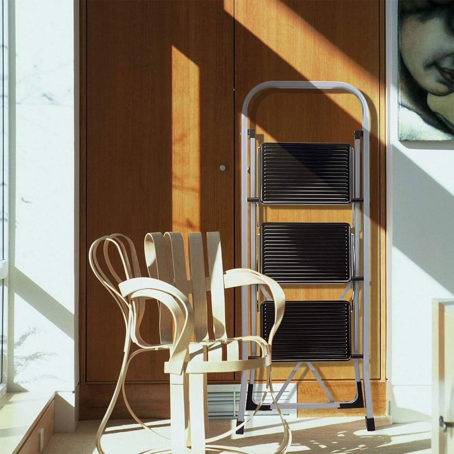 Delxo 3 - Step Steel Lightweight Folding Step Ladder