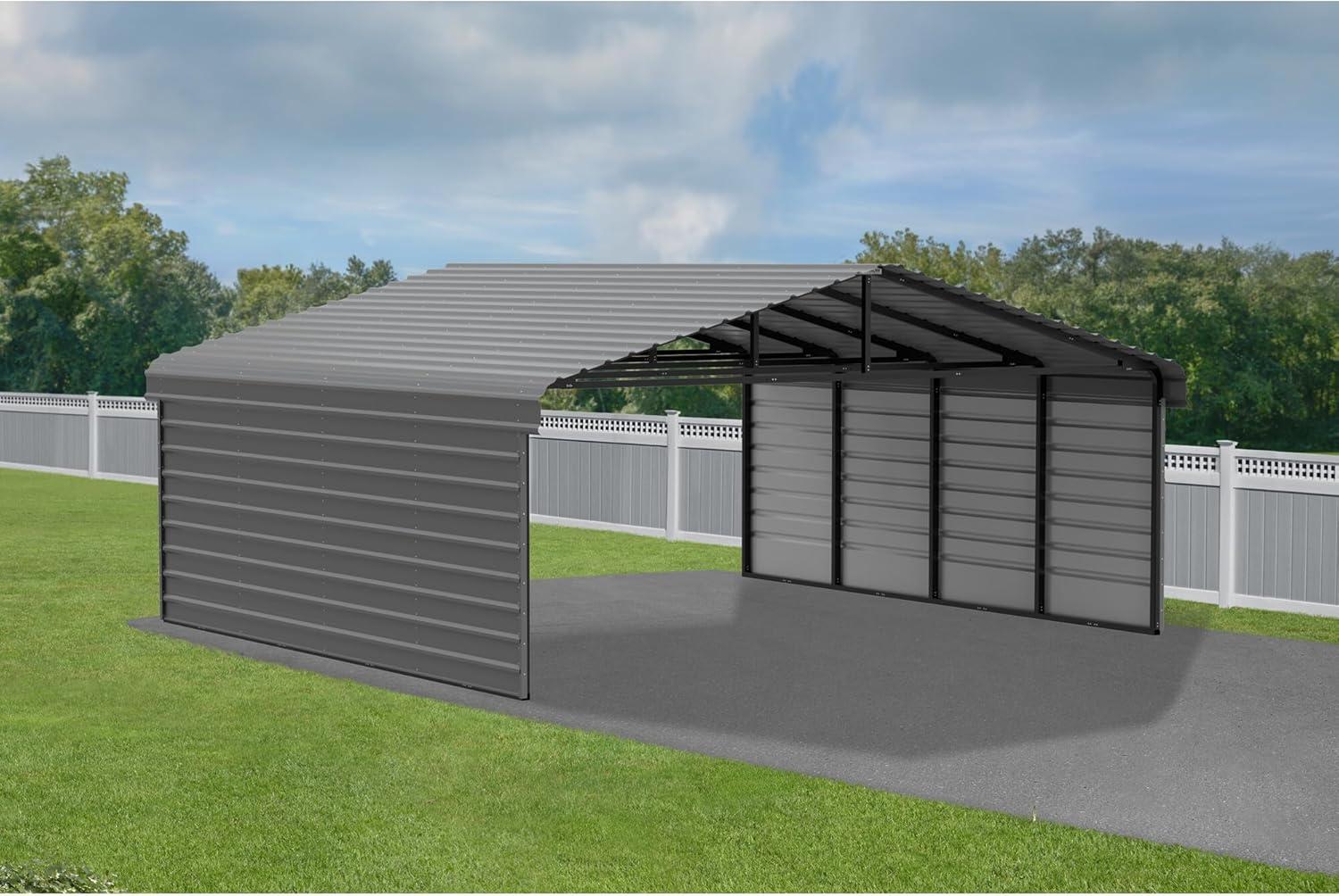 Arrow Eggshell Carport with 2-sided Enclosure