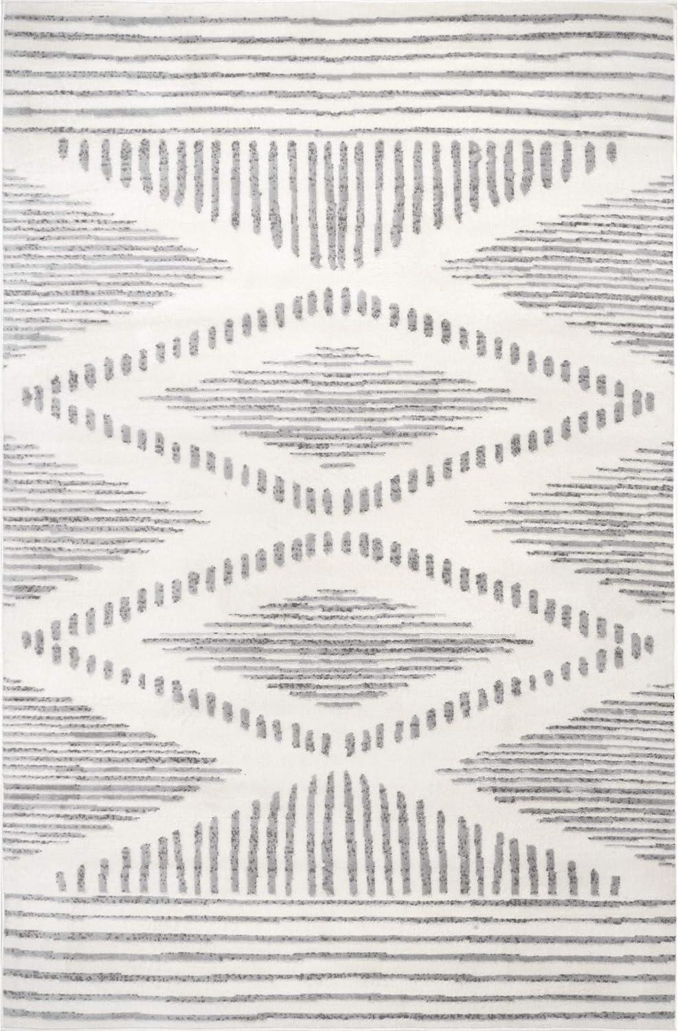 6'7"x9' Briggs Contemporary Striped Area Rug Light Gray - nuLOOM: Geometric Pattern, Low Pile, Indoor Use