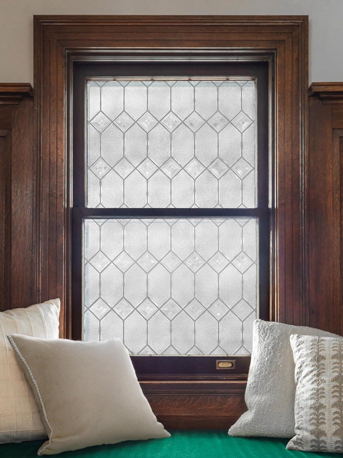 24" x 36" Old English Window Film - Artscape: Vinyl Privacy Film, Frosted Pattern, Adhesive-Free Clings