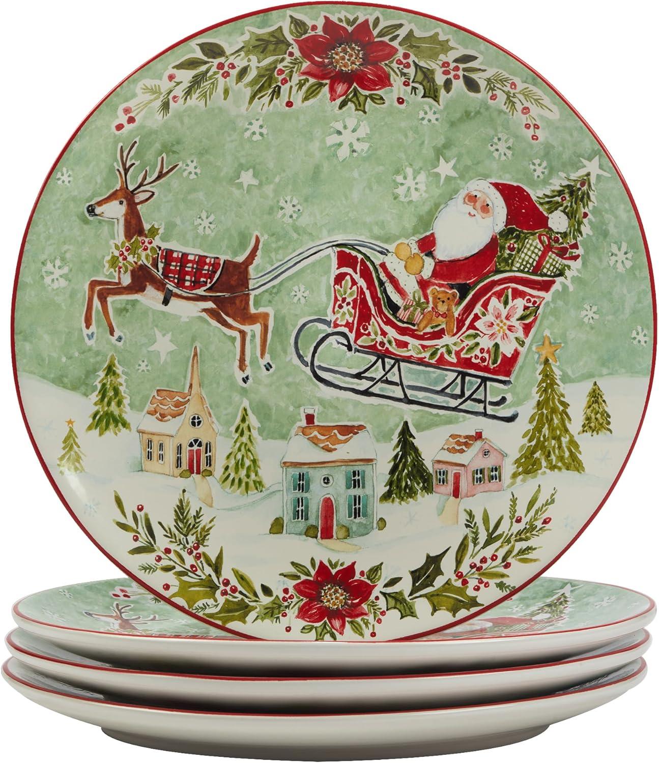 Joy of Christmas Ceramic Holiday Dinnerware Set, Service for 4