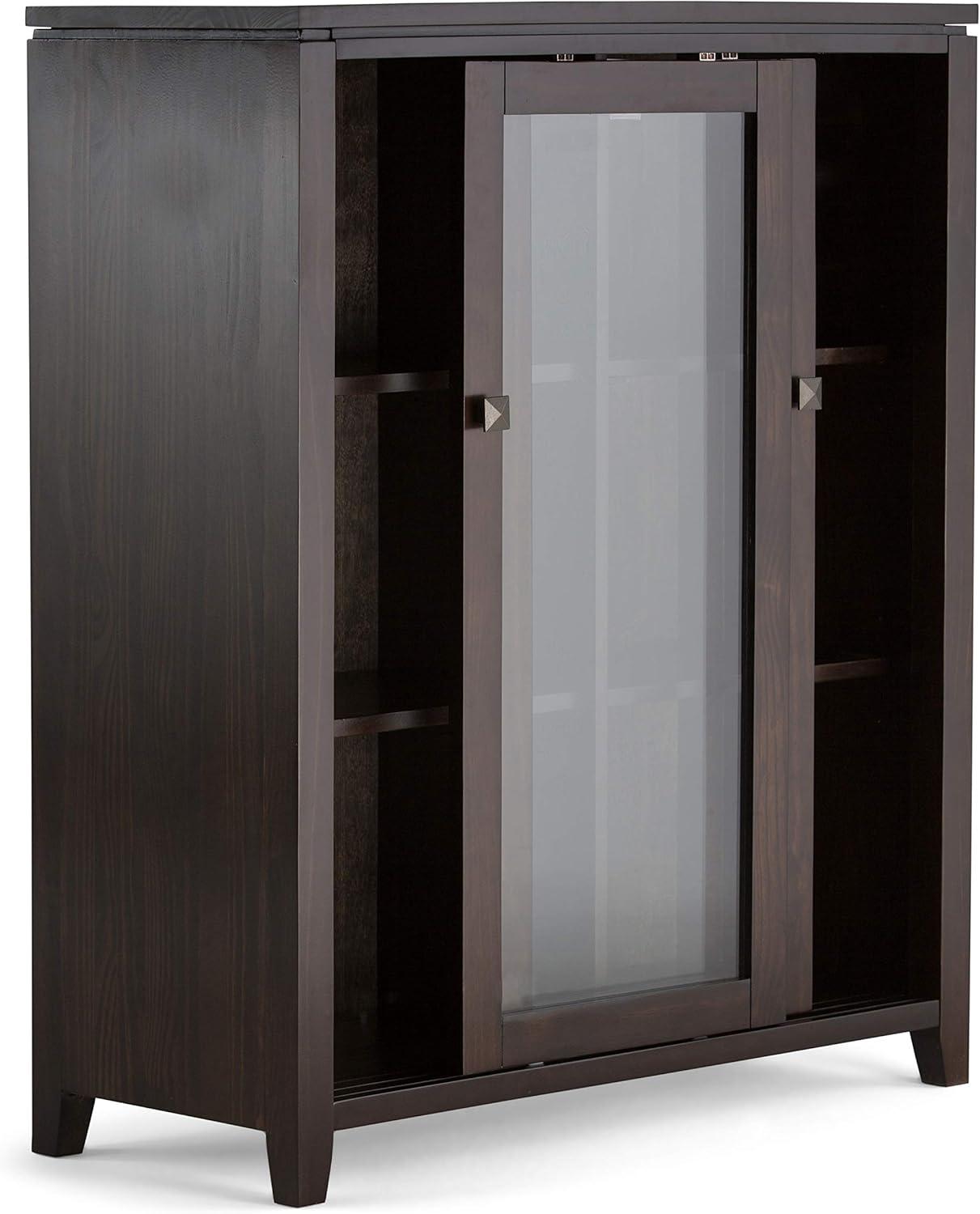 Simpli Home Cosmopolitan Solid Wood Medium Storage Cabinet in Mahogany Brown