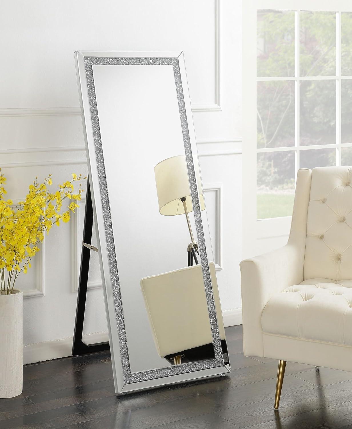 Rectangular Cheval Floor Mirror Silver