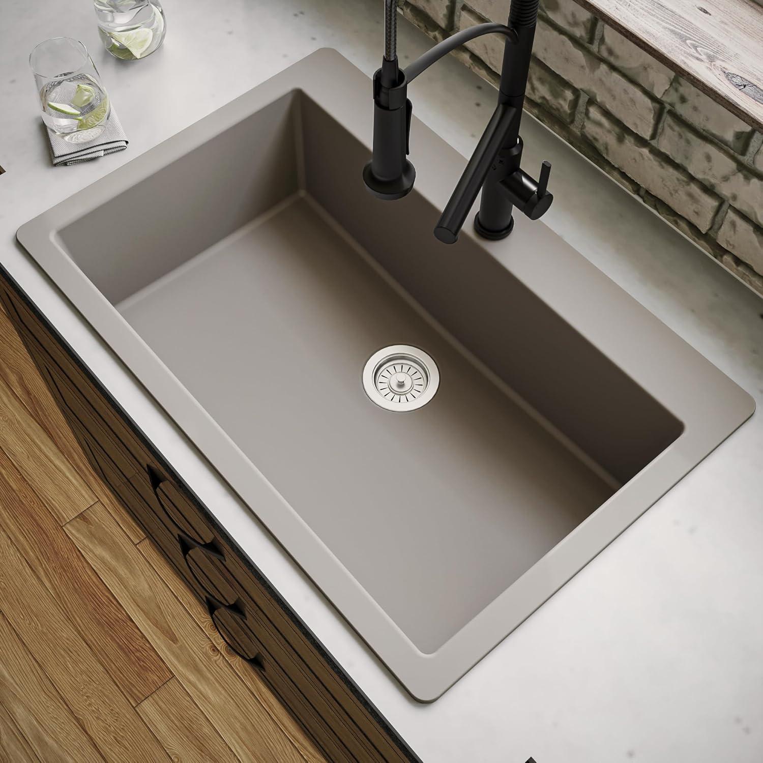 Karran Quartz 33'' X 22'' Large Single Bowl Drop-in Kitchen Sink