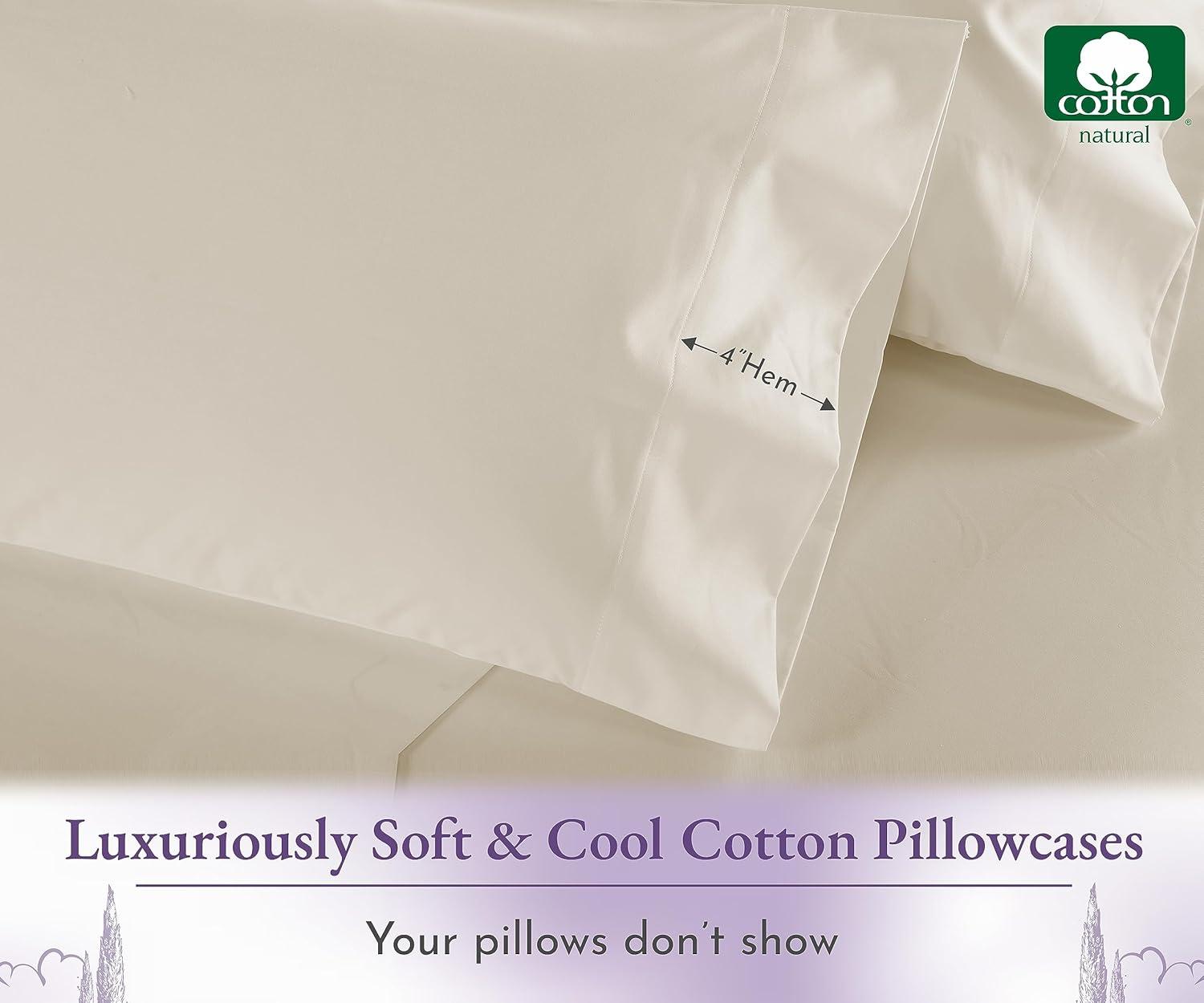 Luxury 1000 Thread Count Pillowcase Set, 100% Cotton Sateen by California Design Den