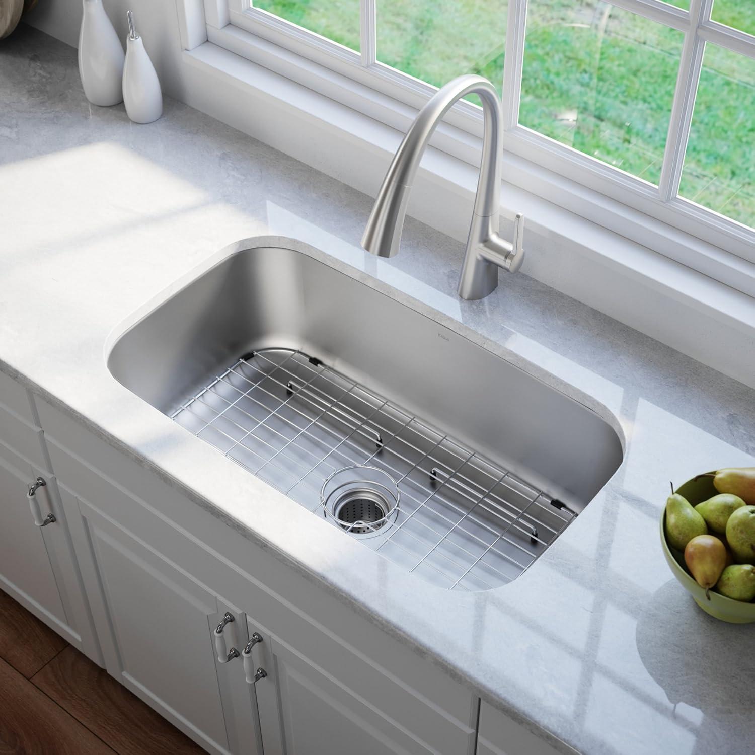 KRAUS Premier Undermount Single Bowl 18-Gauge Stainless Steel Kitchen Sink
