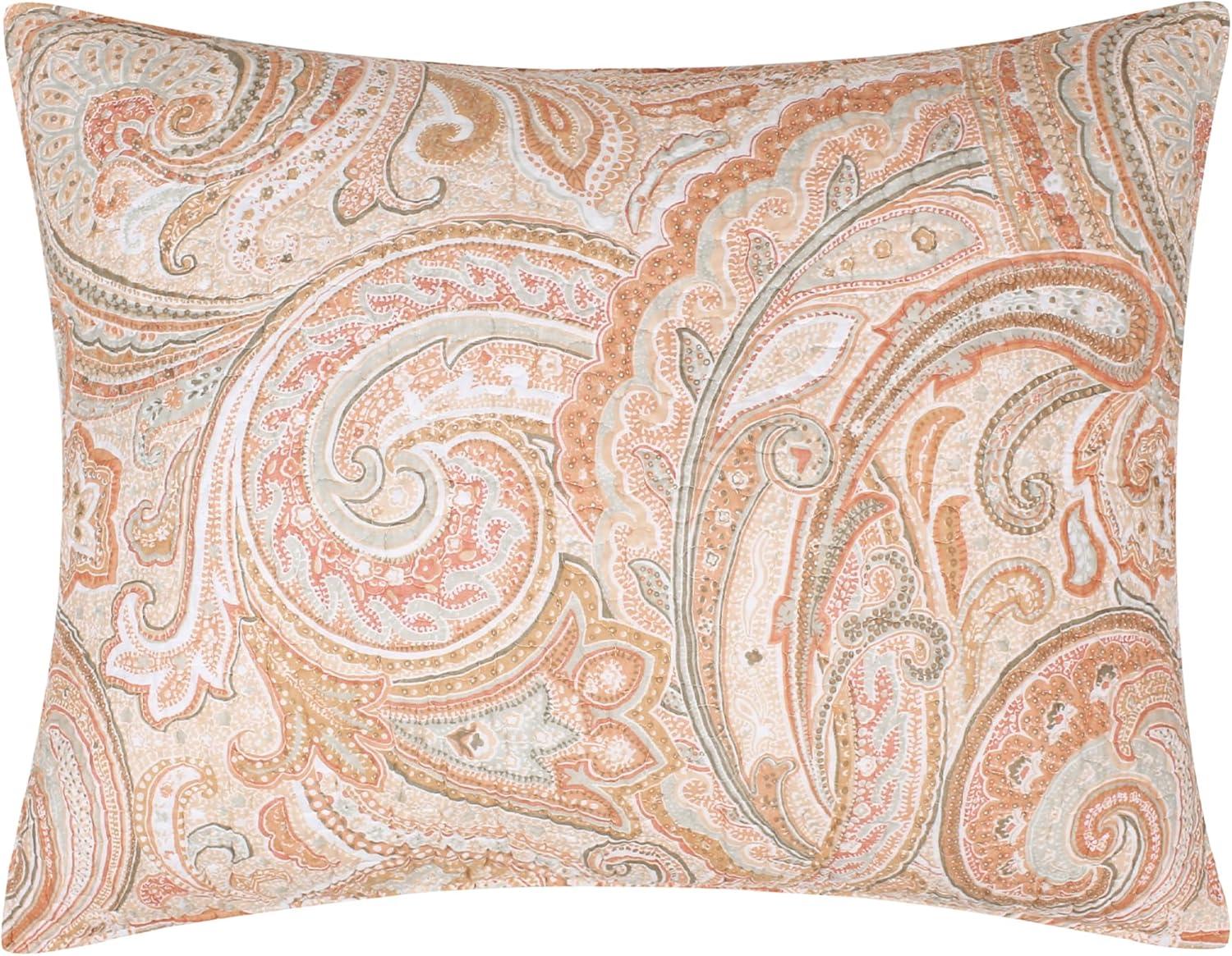 Spruce Coral Quilt Set - One King Quilt and Two King Shams - Levtex Home