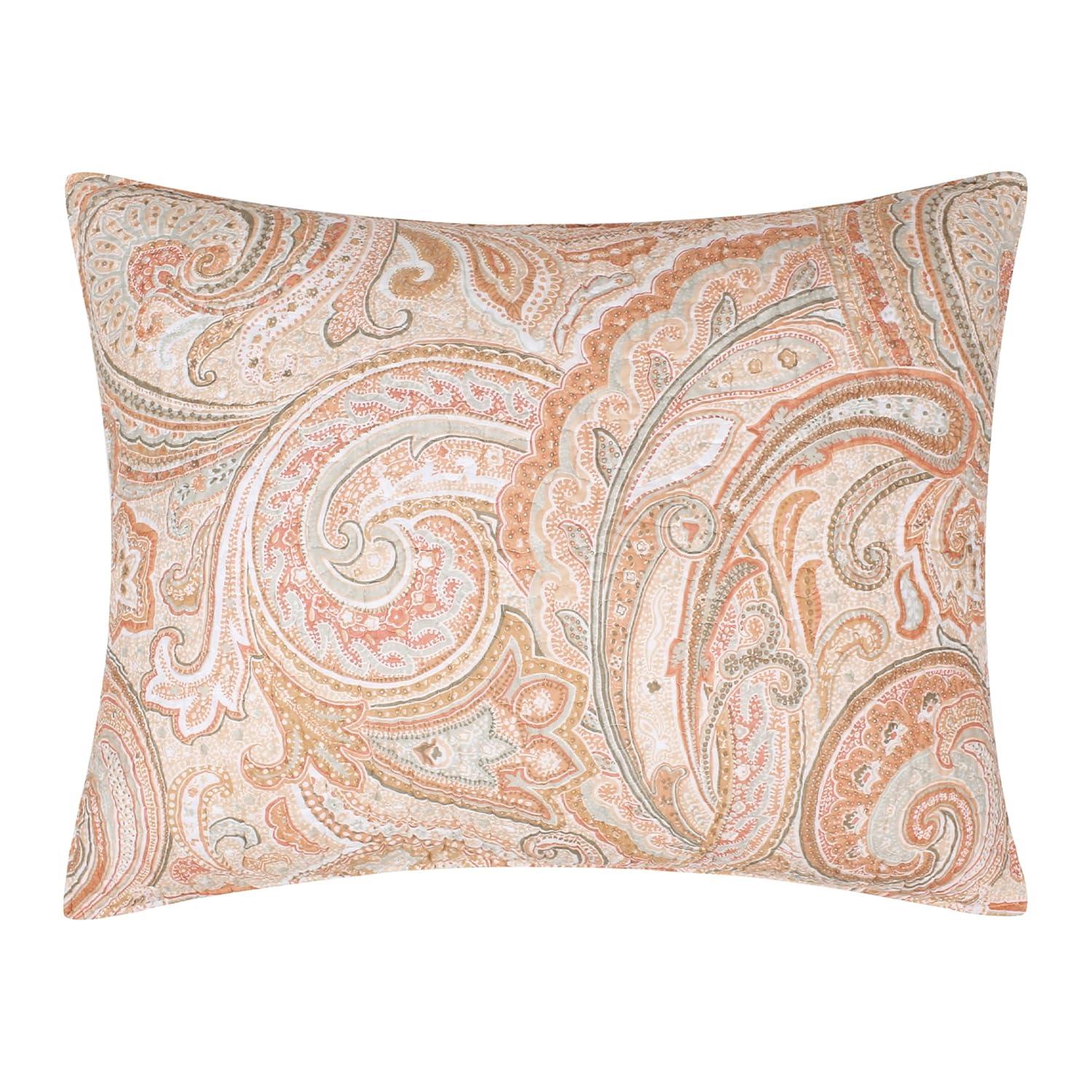 Spruce Coral Quilt Set - One King Quilt and Two King Shams - Levtex Home