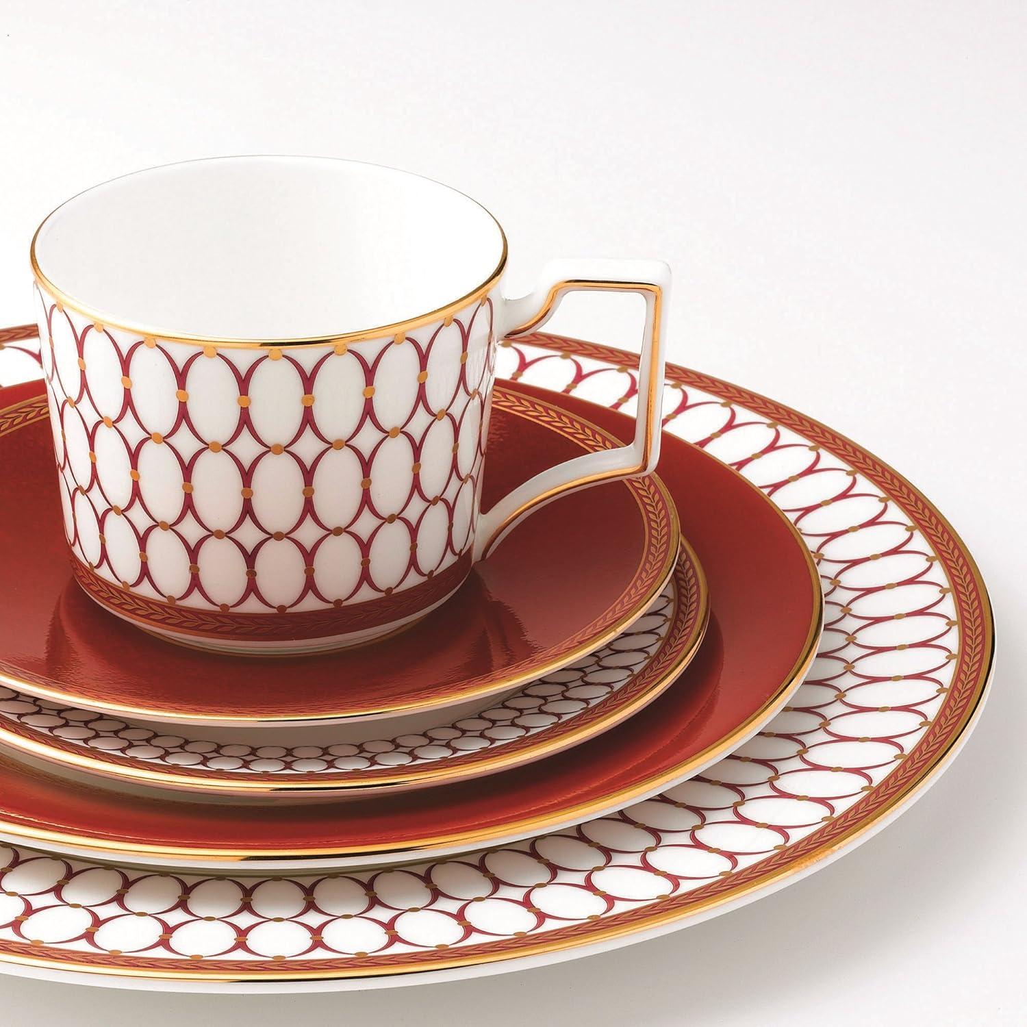 Renaissance Red and White Porcelain 5 Piece Dinnerware Set