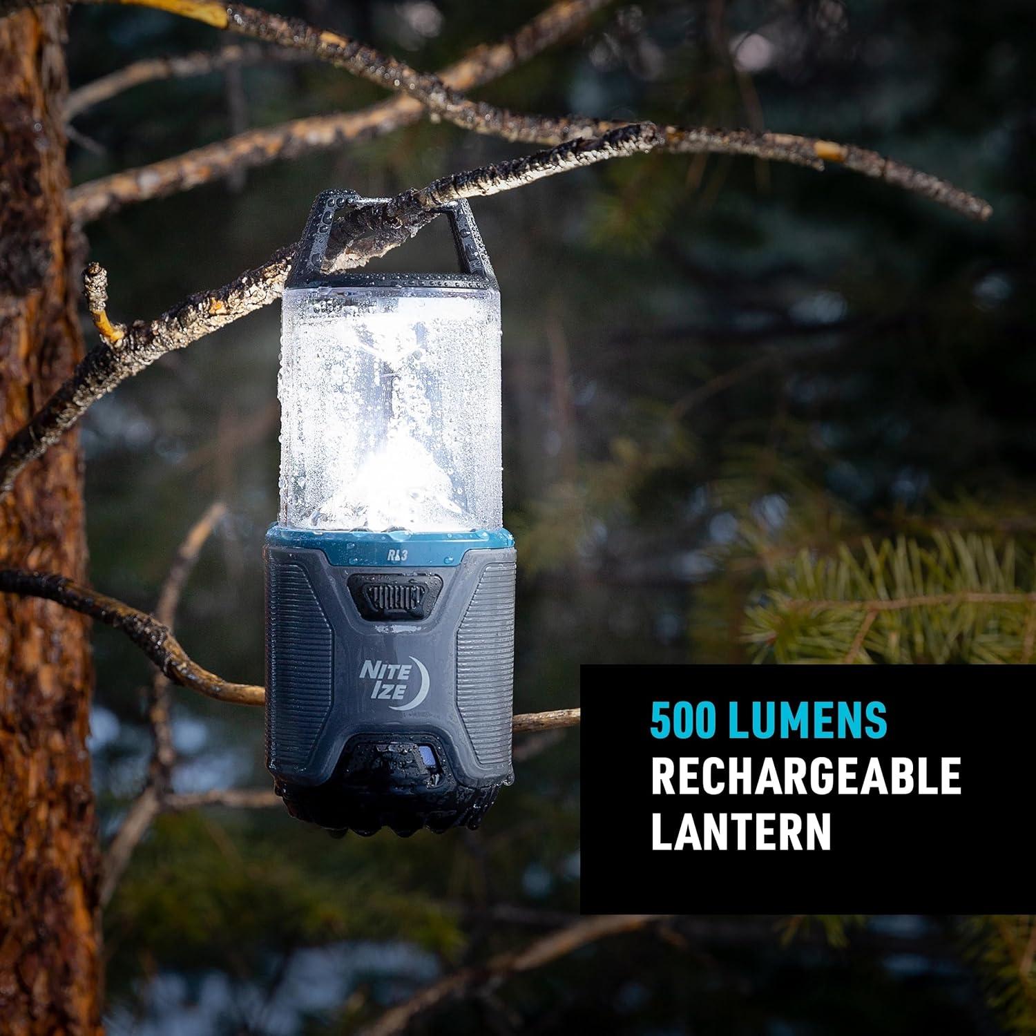 Nite Ize Radiant RL3 PowerSwitch Rechargeable Lantern - LED Lantern Perfect for Camping Gear & Emergency Kits - Rechargeable with Power Bank