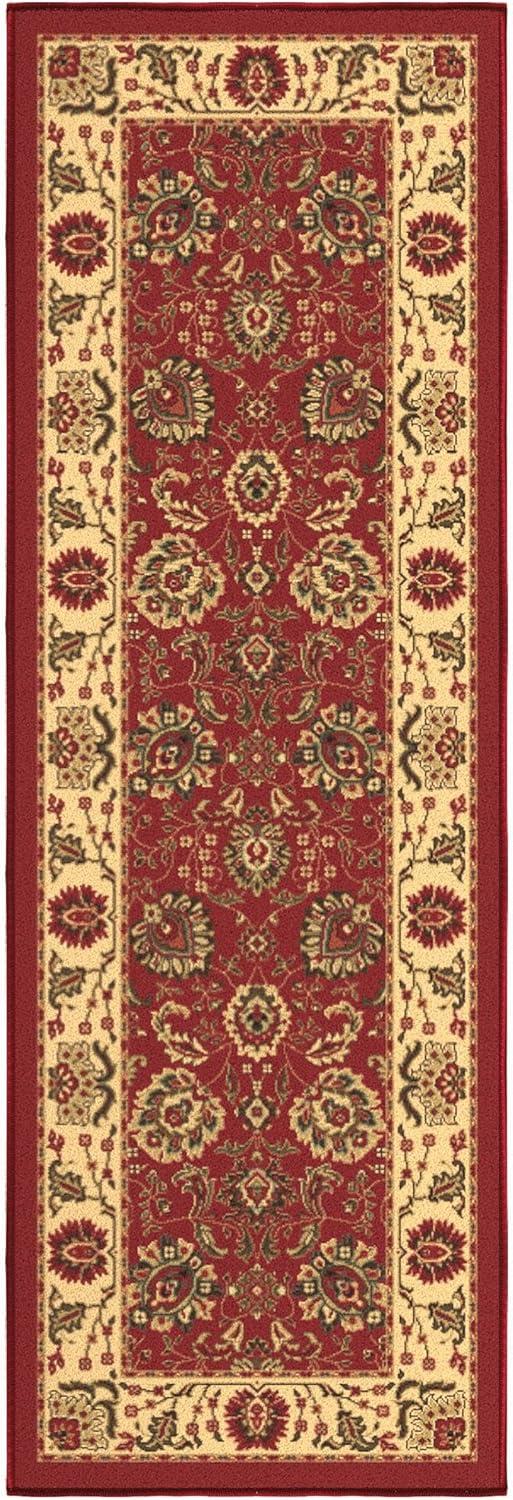 Ottomanson Machine Washable Non-Slip Rubberback Oriental 2x5 Indoor Runner Rug, 20" x 59", Red