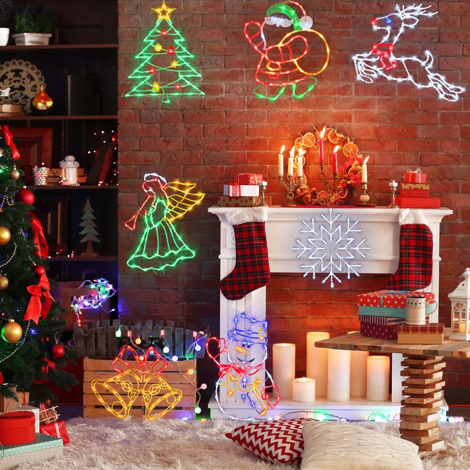 Multi-Color LED Christmas Window Silhouette Lights Set