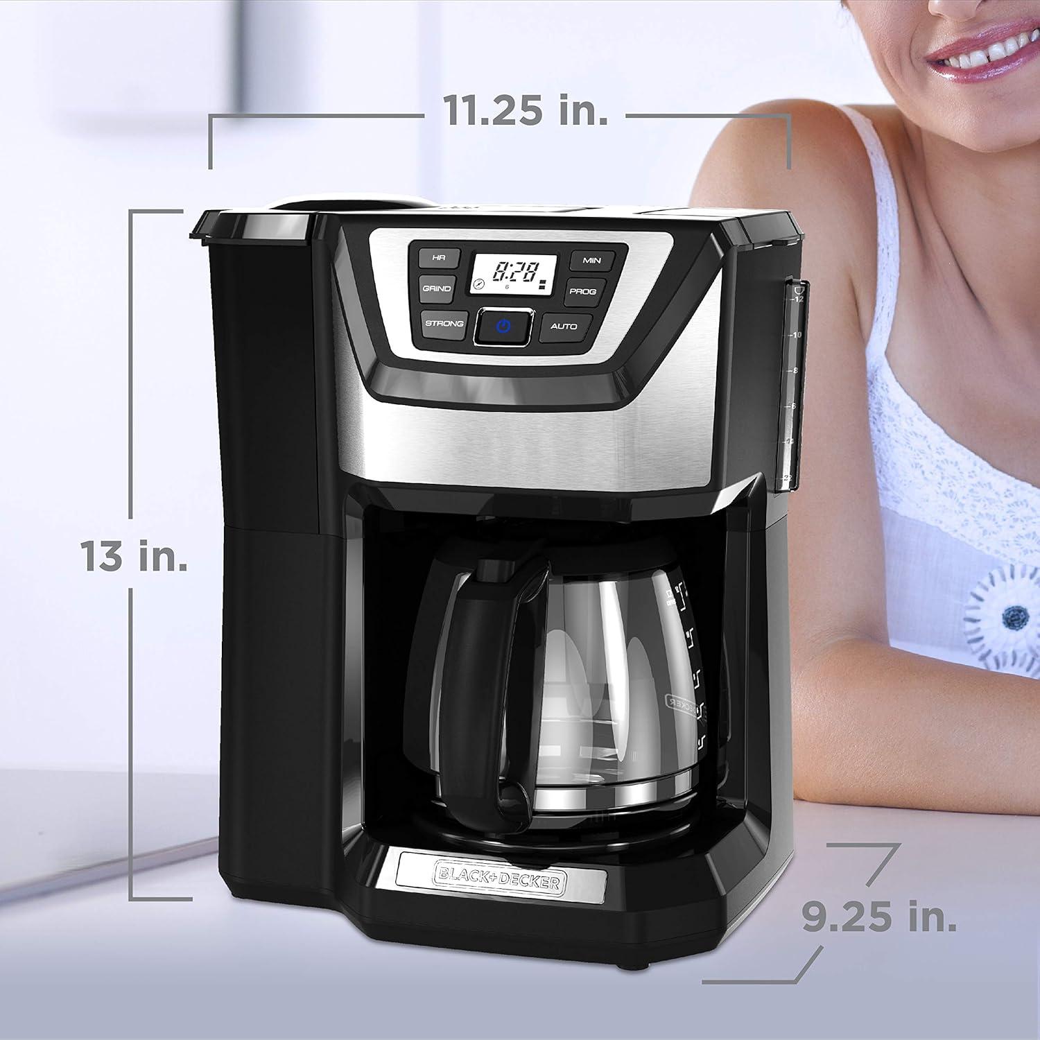 Black & Decker 12 Cup Mill and Brew Black & Stainless Steel Coffee Maker