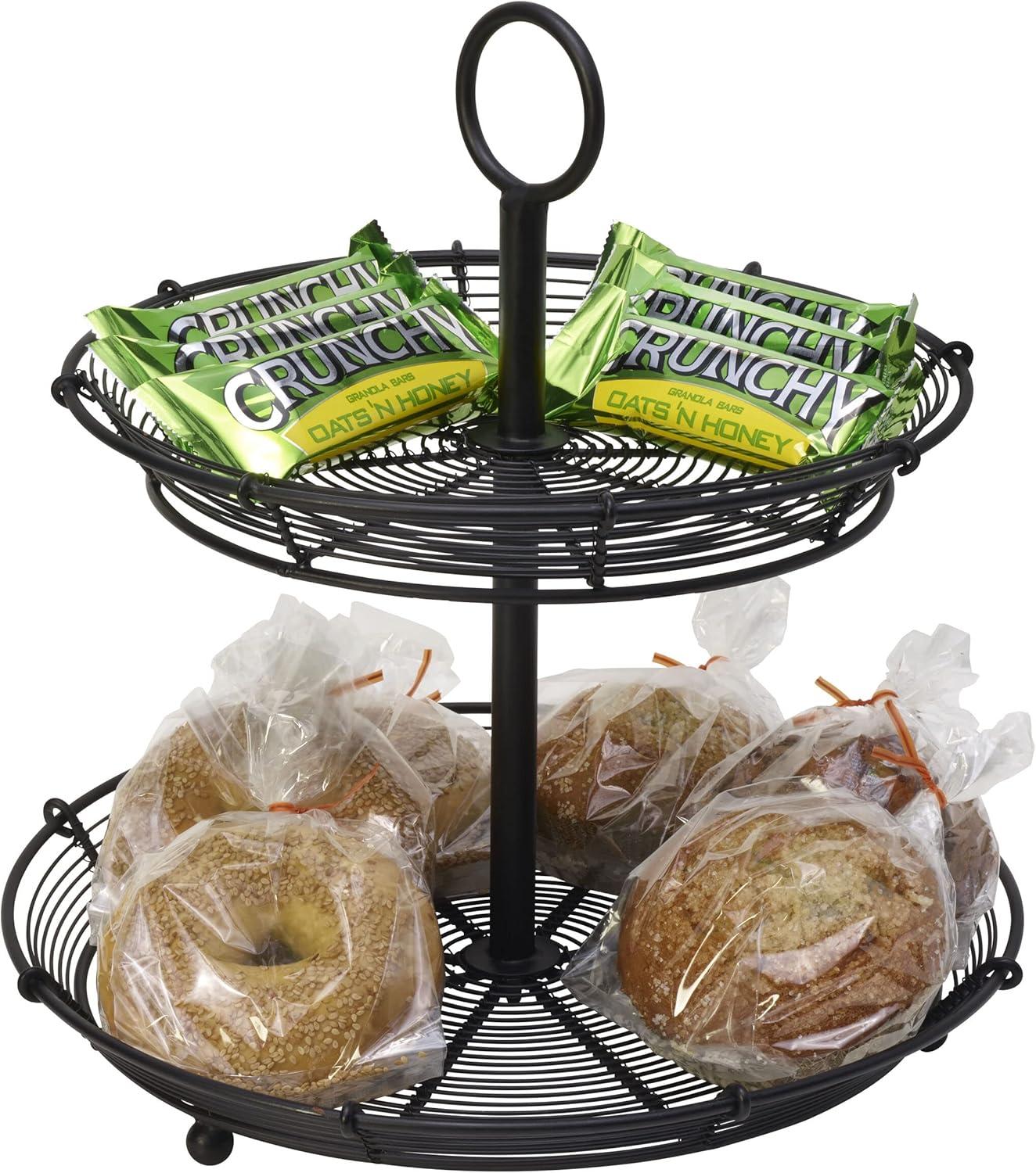 Gourmet Basics by Mikasa Tulsa Adjustable Pastry Serving Stand, 3-Tier, Black