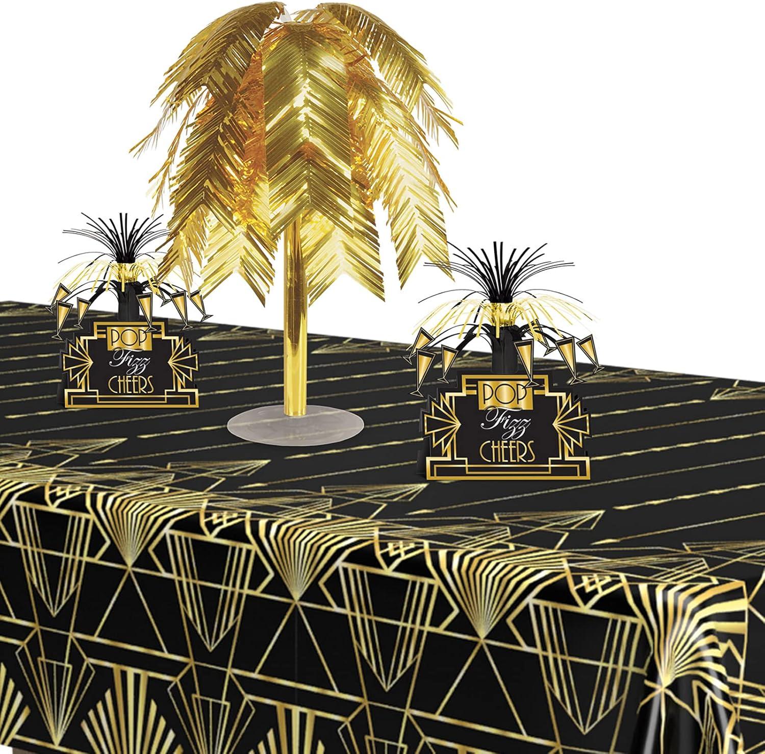 Beistle 2-Piece Champagne Pop Fizz Cheers Table Centerpieces, 1920’s Era Party Supplies, New Years Eve, Awards Night & Gatsby Party Decor, 13"