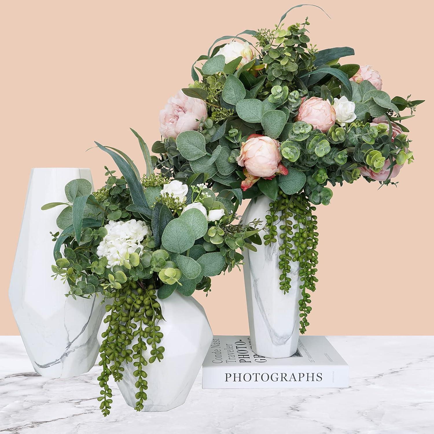 ToccoLeggero 10 Pcs Mixed Eucalyptus Leaves Stems Bulk Artificial Silver Dollar Picks Faux Branches For Vase Bouquets Floral Arrangement Wreath Farmhouse Rustic Greenery Decor