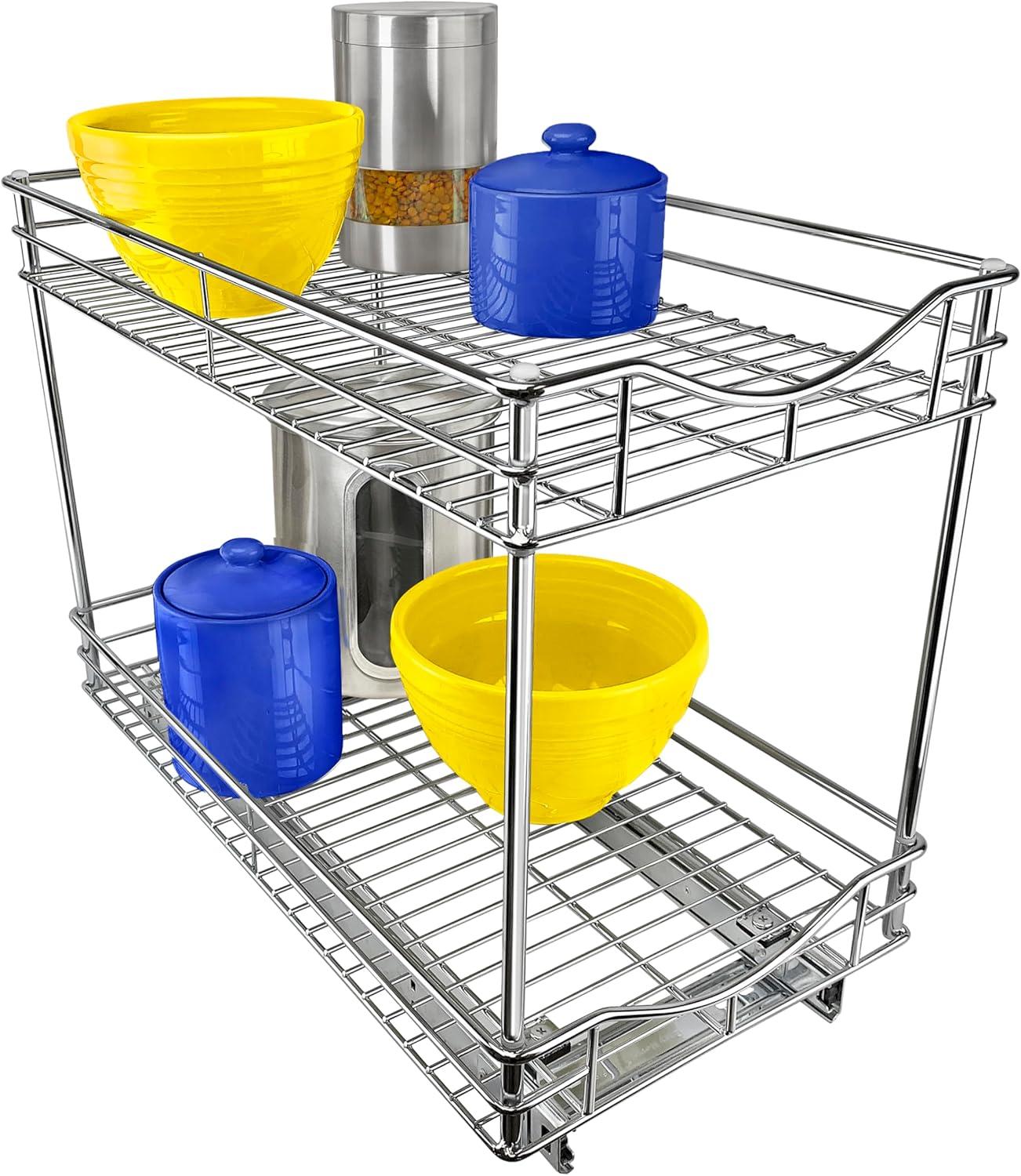 LYNK PROFESSIONAL LYNK PROFESSIONAL Pull Out Cabinet Organizer (2 Tier) Slide Out Drawers for Kitchen, Chrome