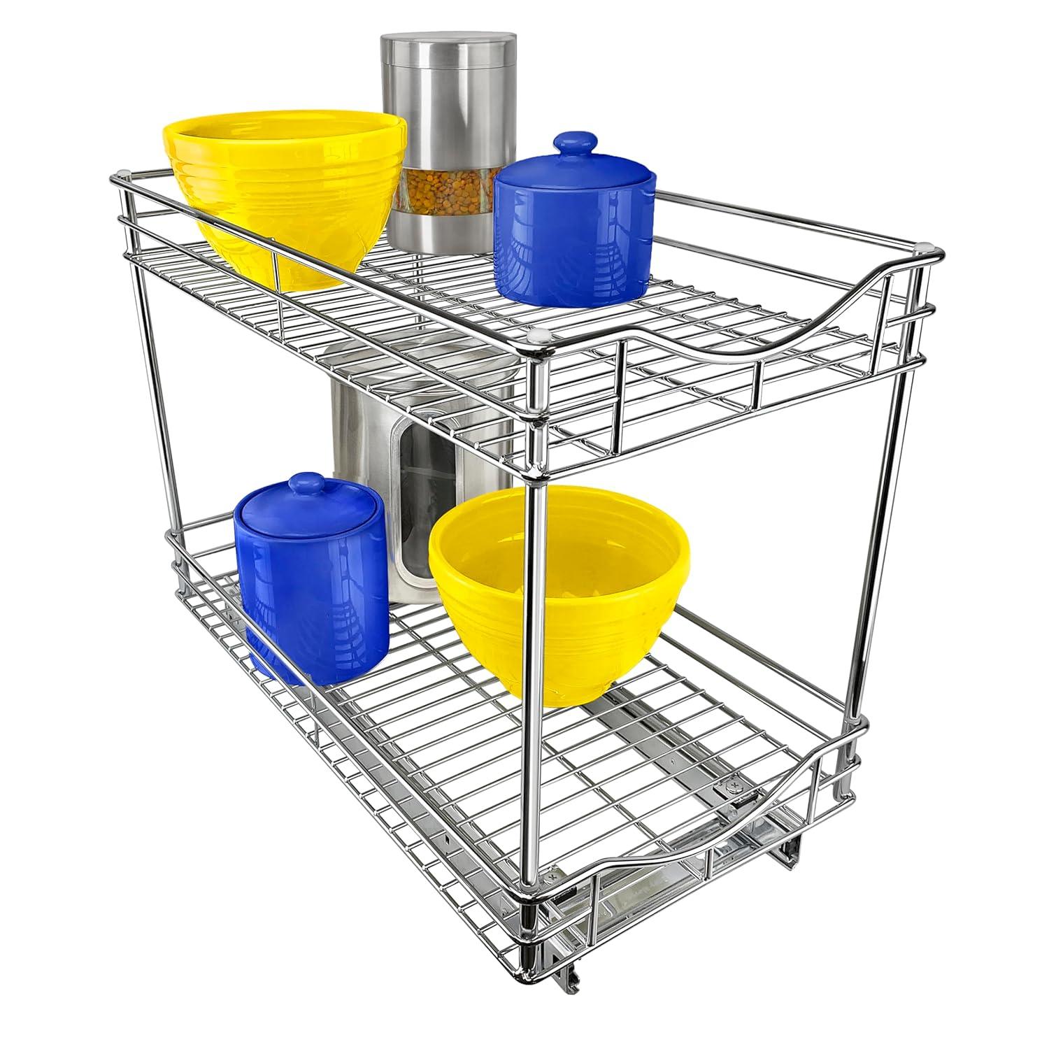 LYNK PROFESSIONAL LYNK PROFESSIONAL Pull Out Cabinet Organizer (2 Tier) Slide Out Drawers for Kitchen, Chrome