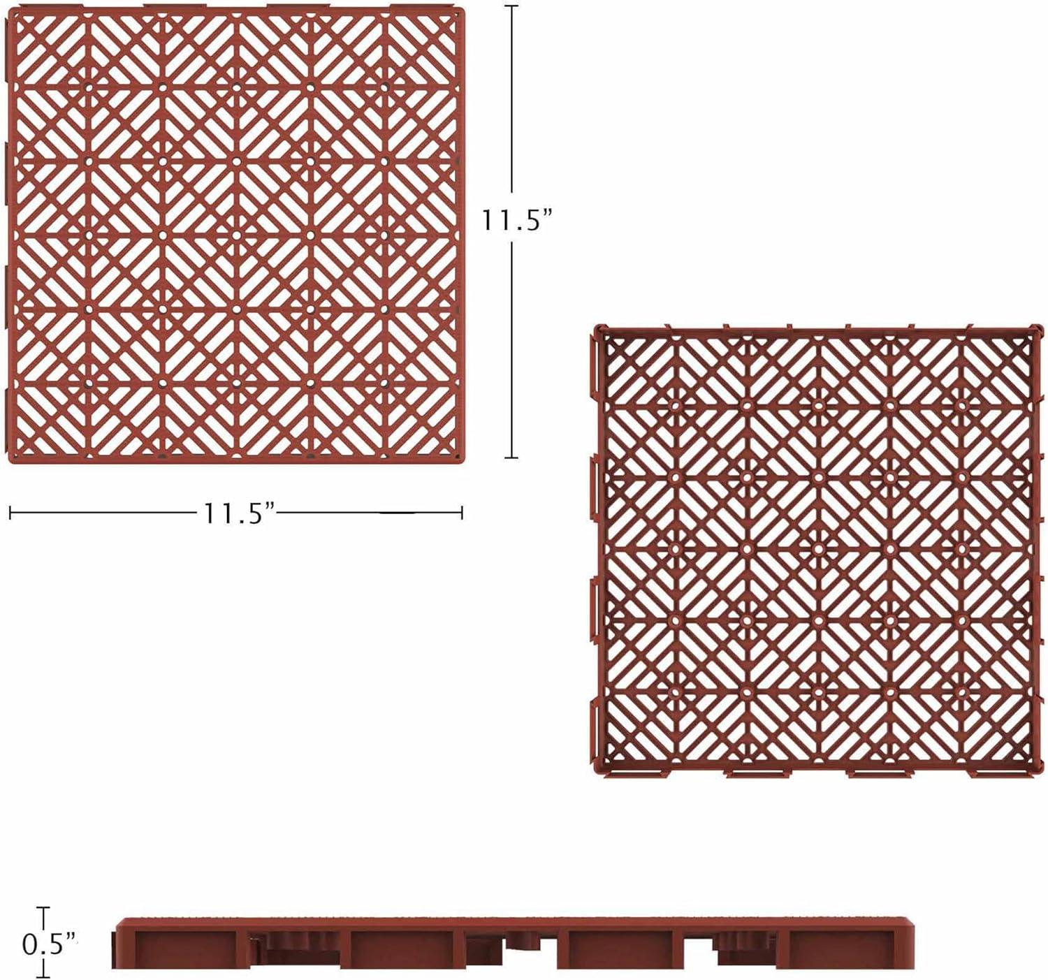 Deck Tiles - 30-Pack Polypropylene Interlocking Patio Tiles Outdoor Flooring for Balcony, Porch, and Garage by Pure Garden