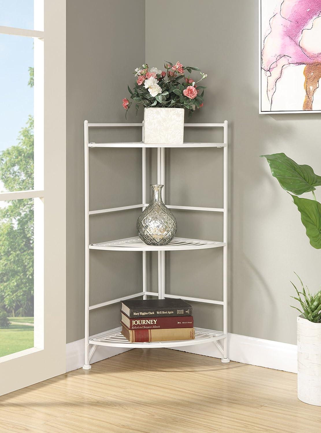 Convenience Concepts Designs2Go Corner Plant Stand in White Metal Frame Finish