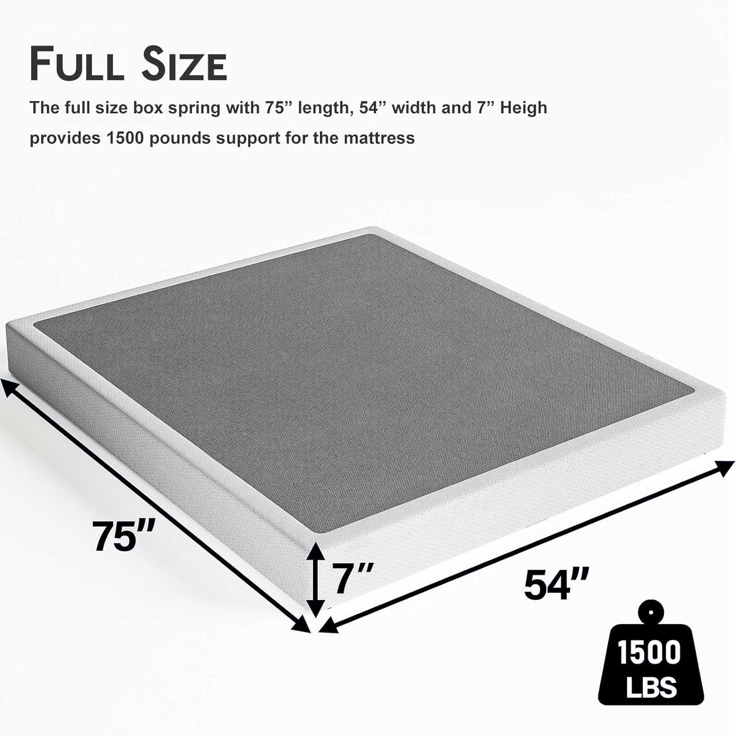 7 in. H Twin Box Spring, Heavy-Duty Metal Structure with Fabric Cover, Easy Assembly, Mattress Foundation