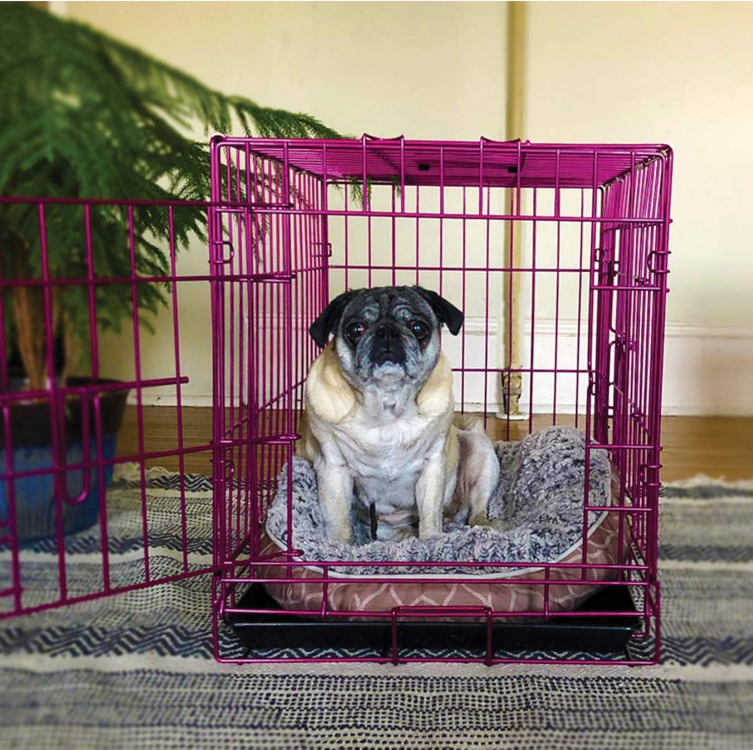 Pet Expressions Pink 24 Inch Colored Metal Wire Dog Crate - Available in Various Sizes and Colors