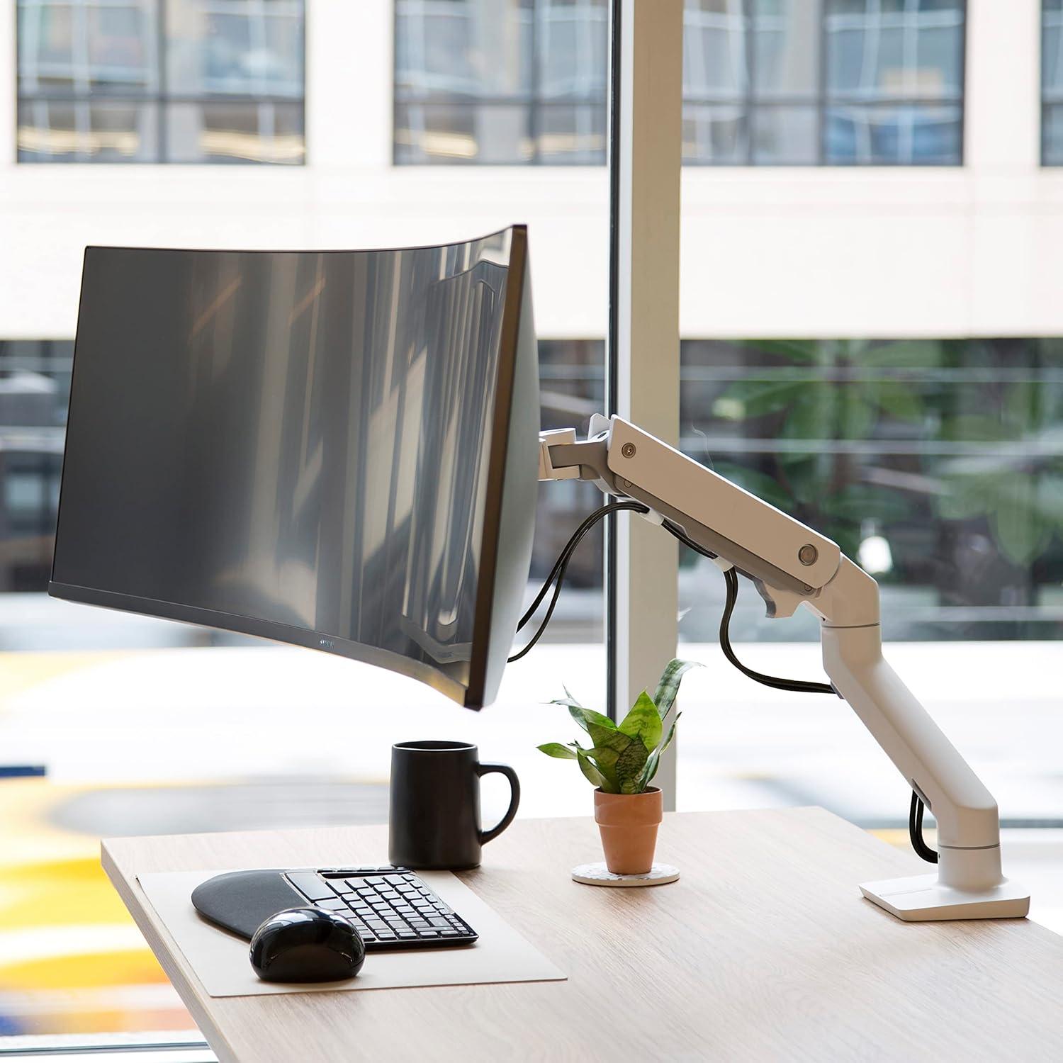 Ergotron HX Ultrawide Monitor Arm Desk Mount with HD Pivot Bright White