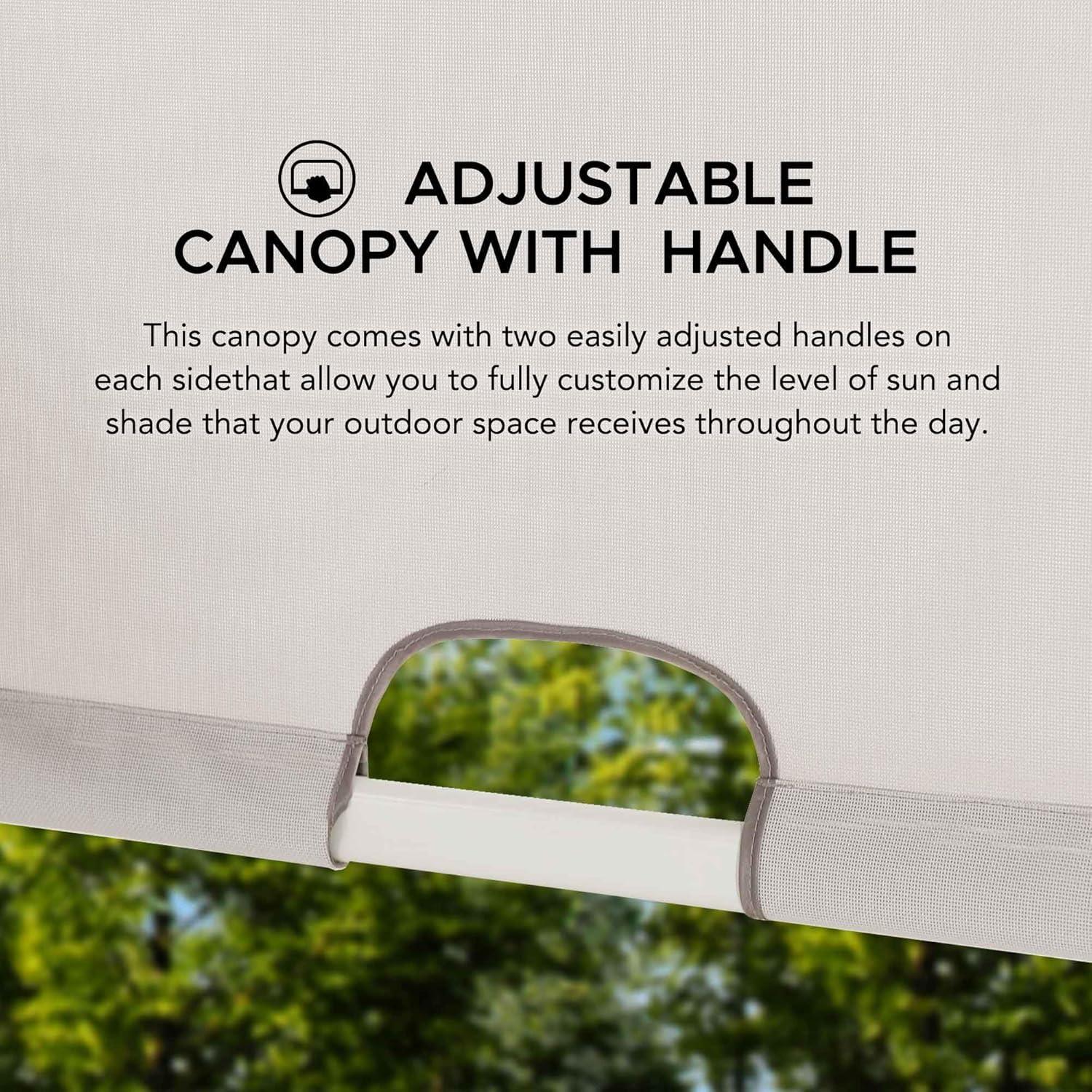 Sunjoy Cedar Pergola 10 x 11 ft. Wooden Hot Tub Pergola with Adjustable Canopy and Privacy Screen