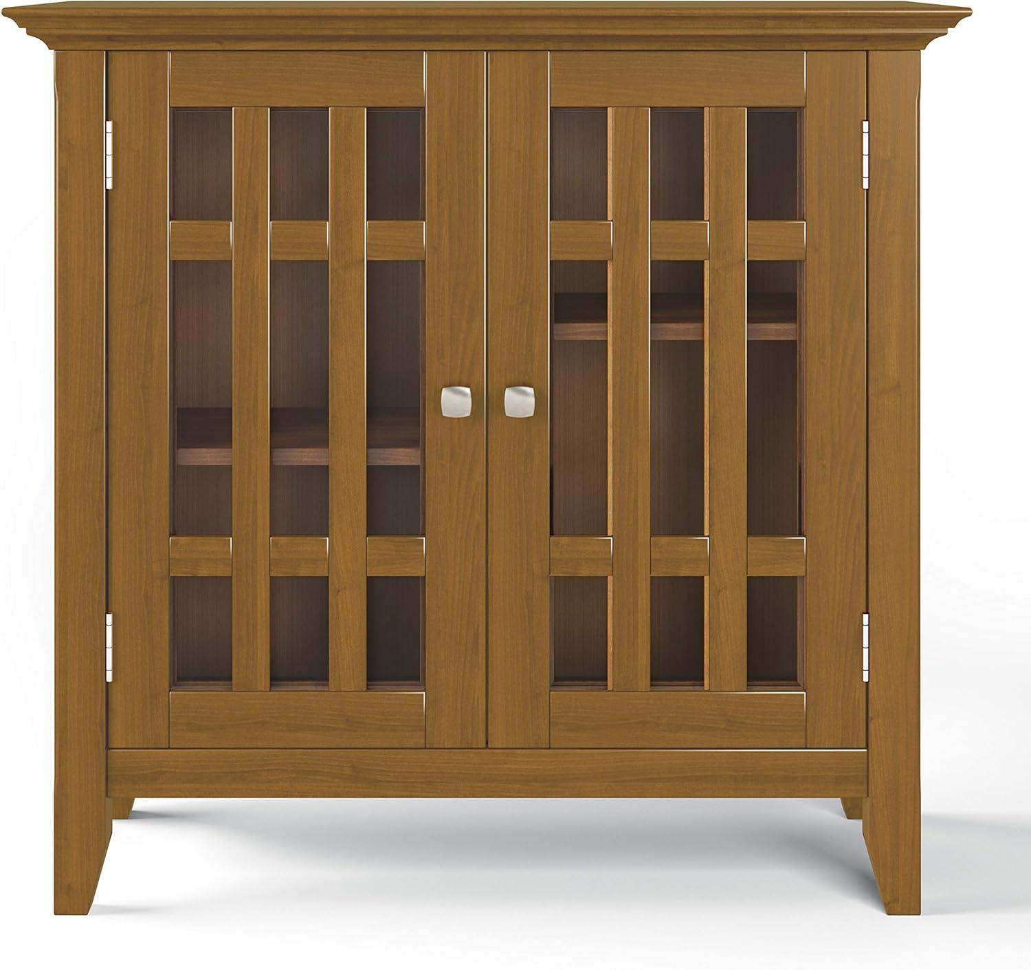 Bedford Light Golden Brown Pine Media Cabinet with Glass Doors