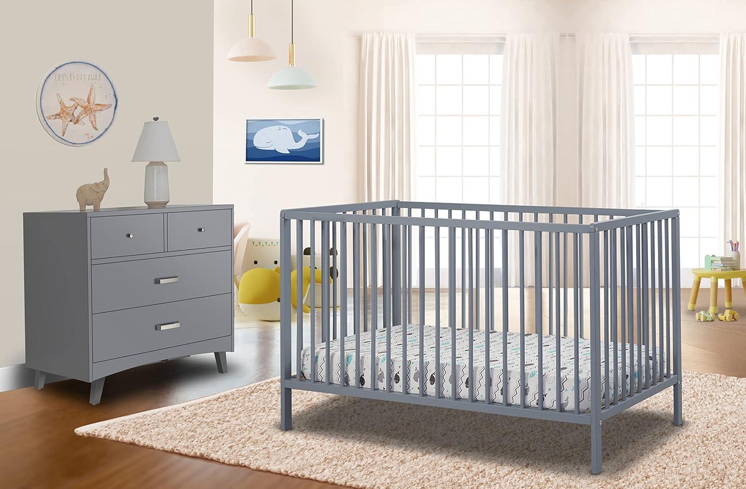 Gray Beechwood 3-in-1 Convertible Crib